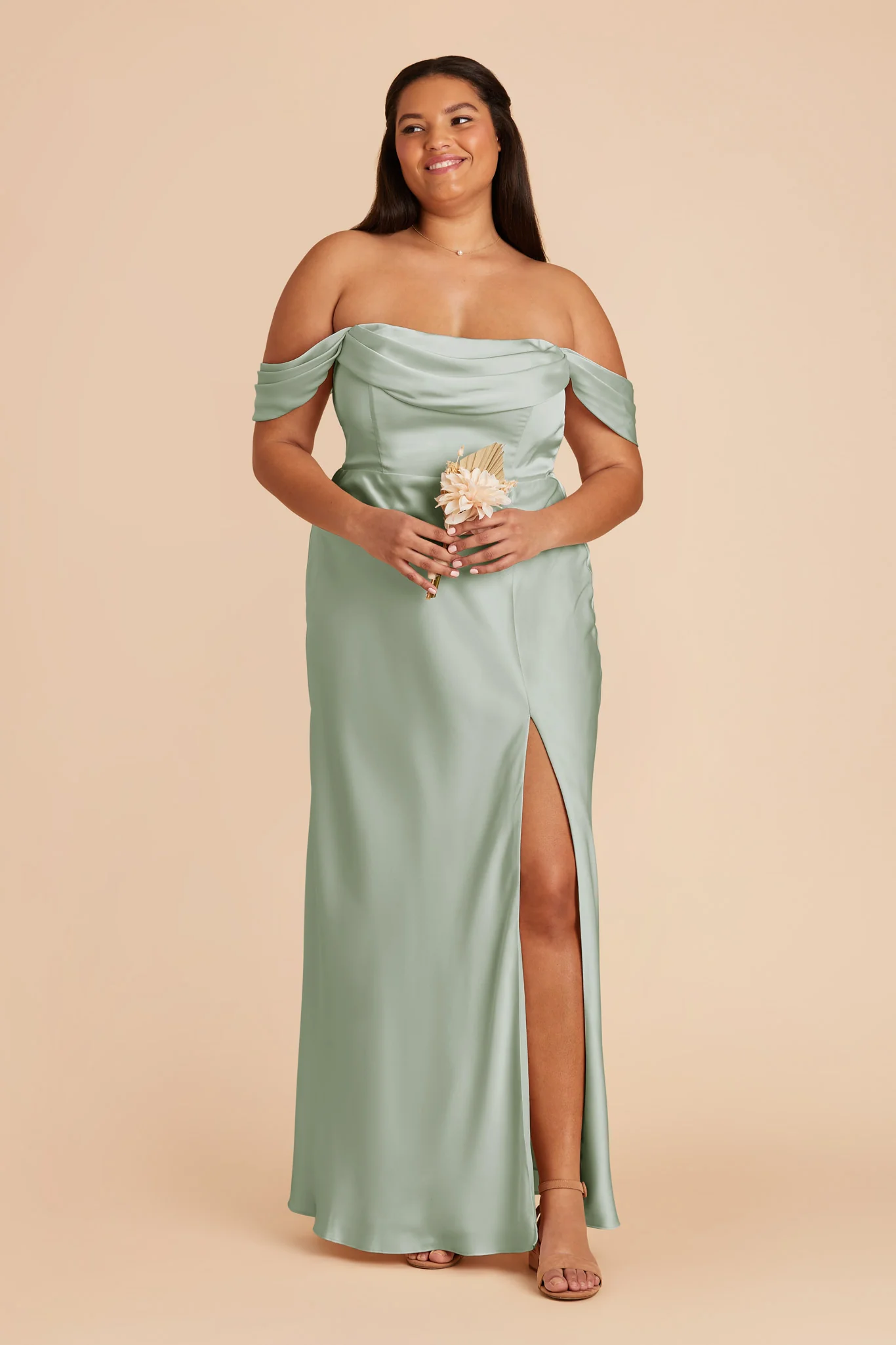 Mia Matte Satin Dress - Sage - Image 9