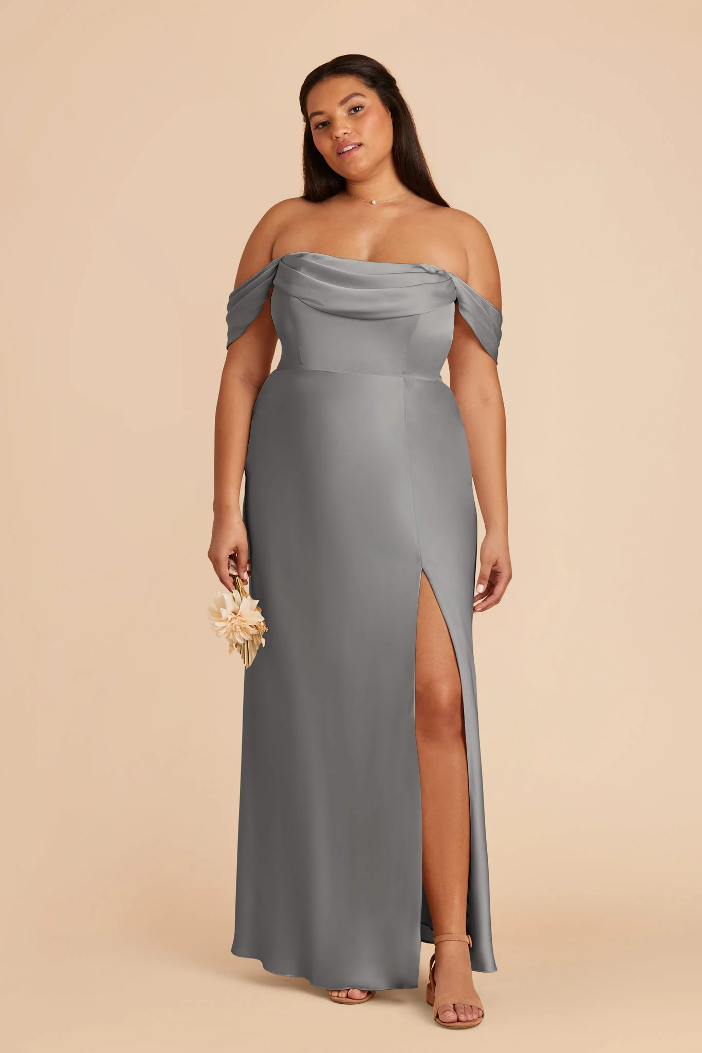 Mia Matte Satin Dress - Silver - Image 2