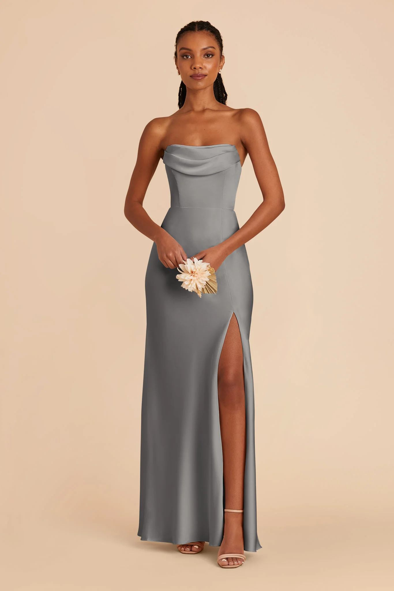Mia Matte Satin Dress - Silver - Image 3