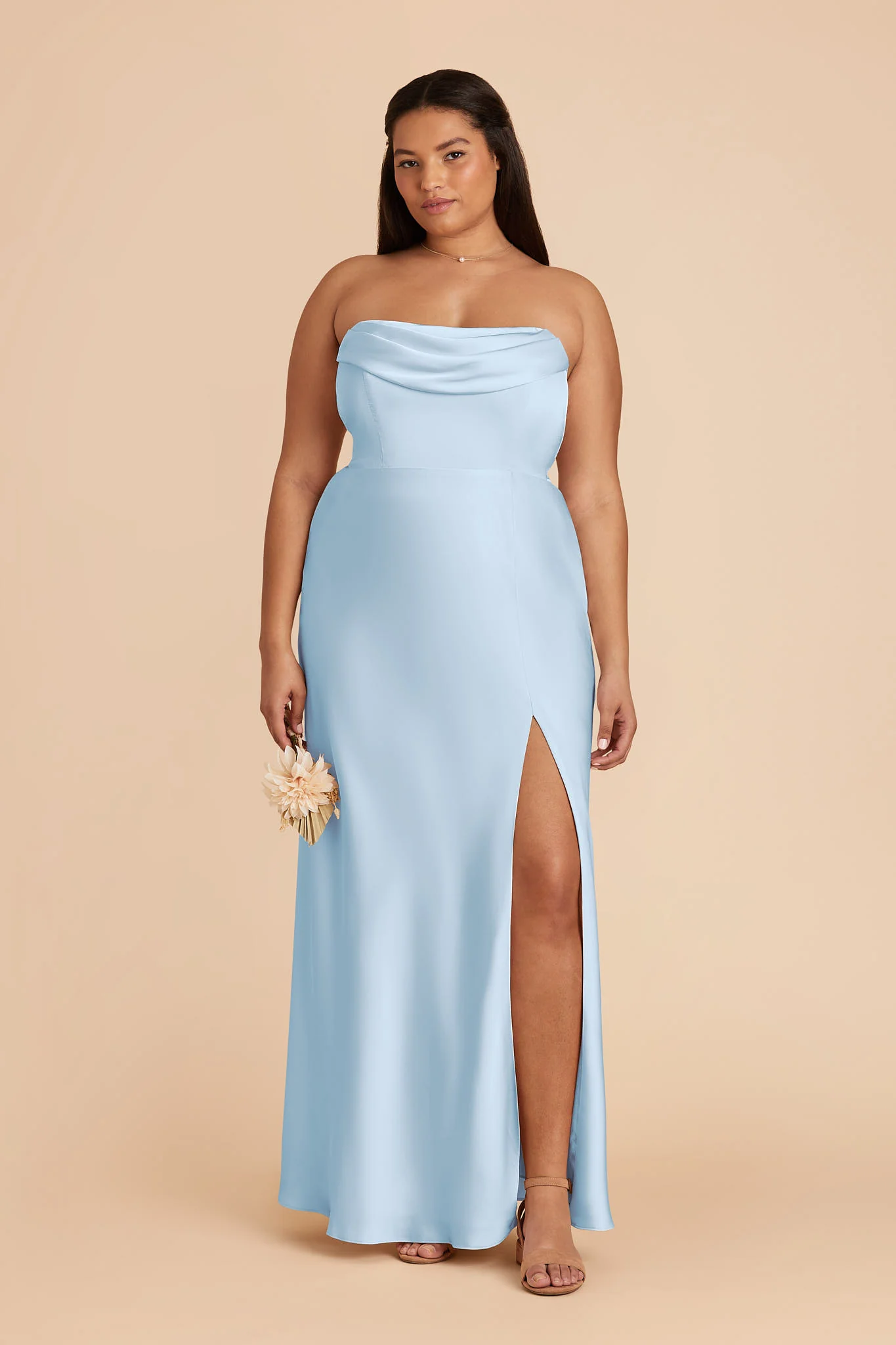 Mia Matte Satin Dress - Sky Blue - Image 9