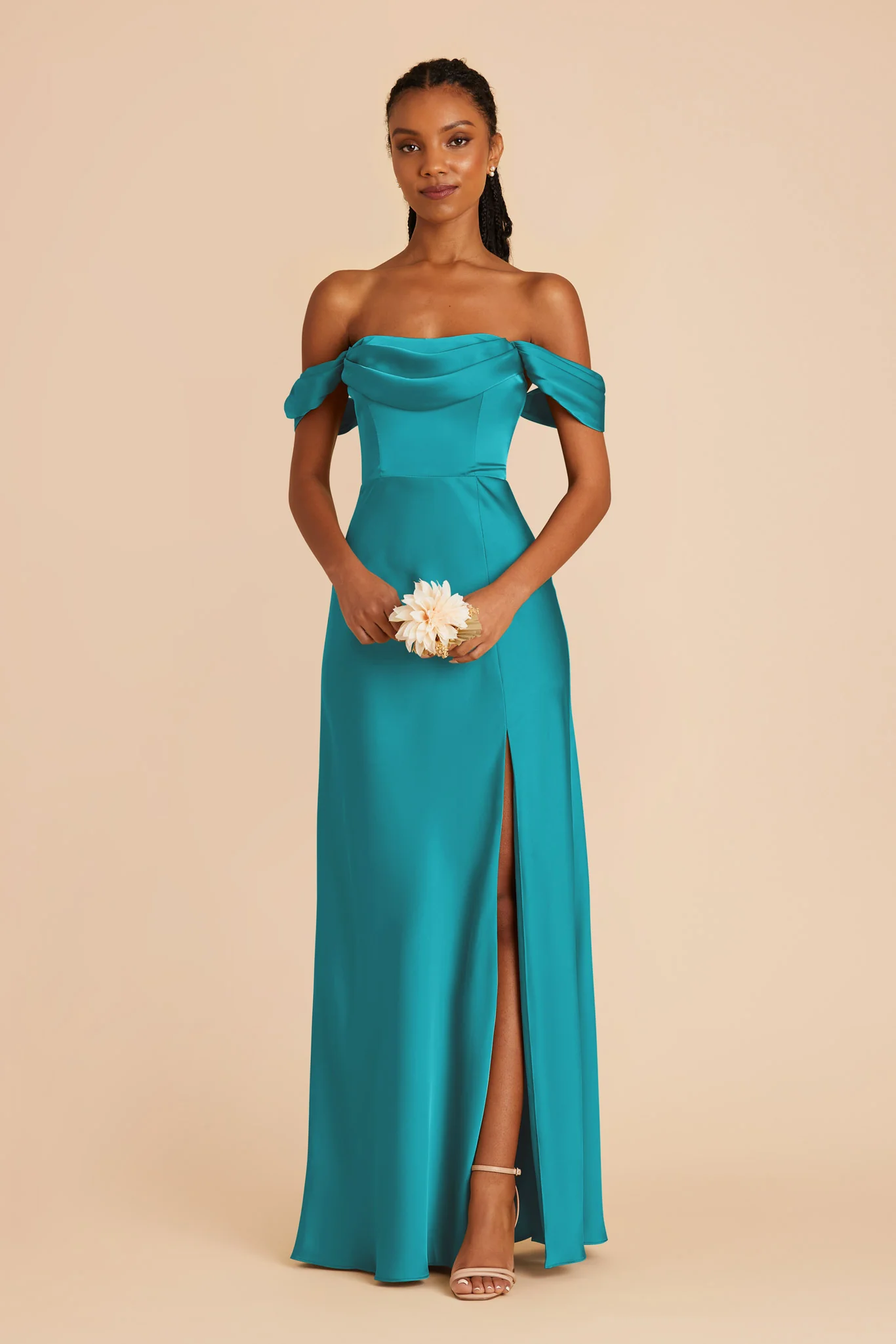 Mia Matte Satin Dress - Teal