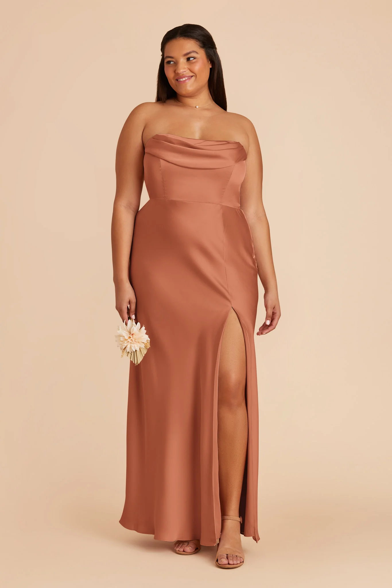 Mia Matte Satin Dress - Terracotta - Image 8