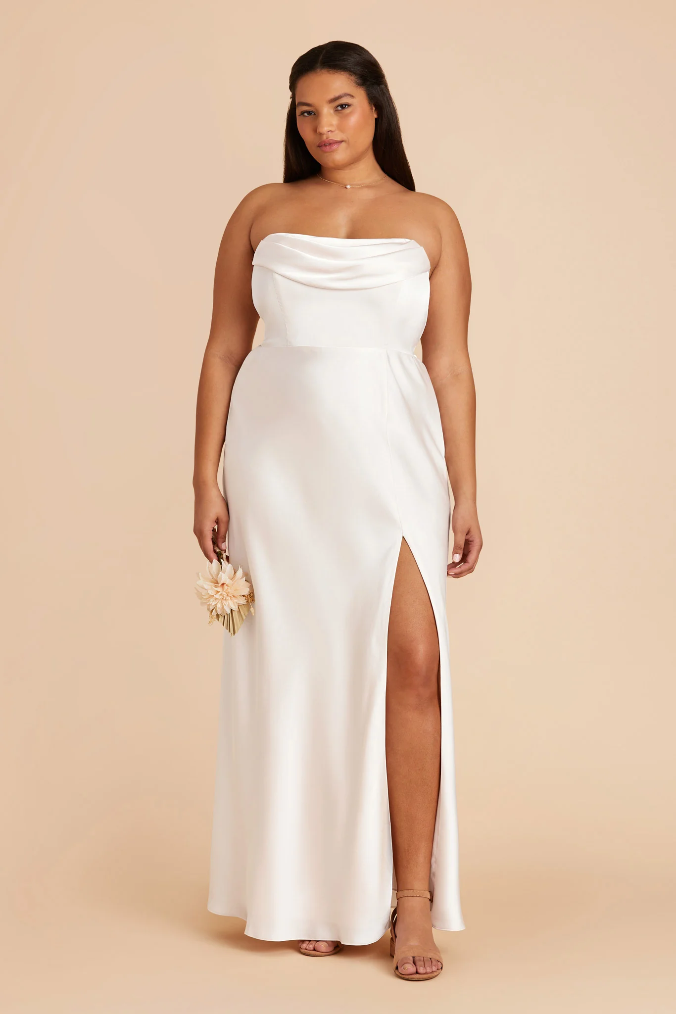 Mia Matte Satin Dress - White - Image 12