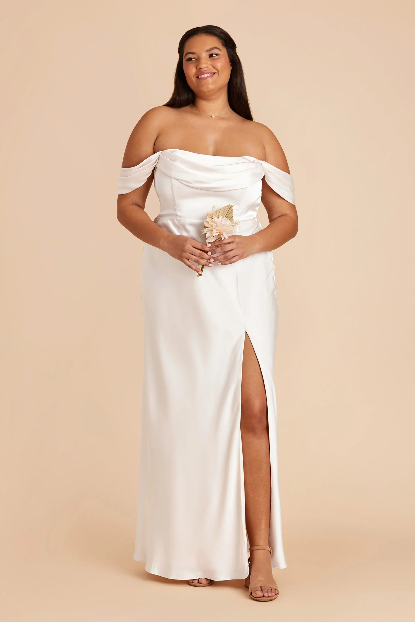 Mia Matte Satin Dress - White - Image 15