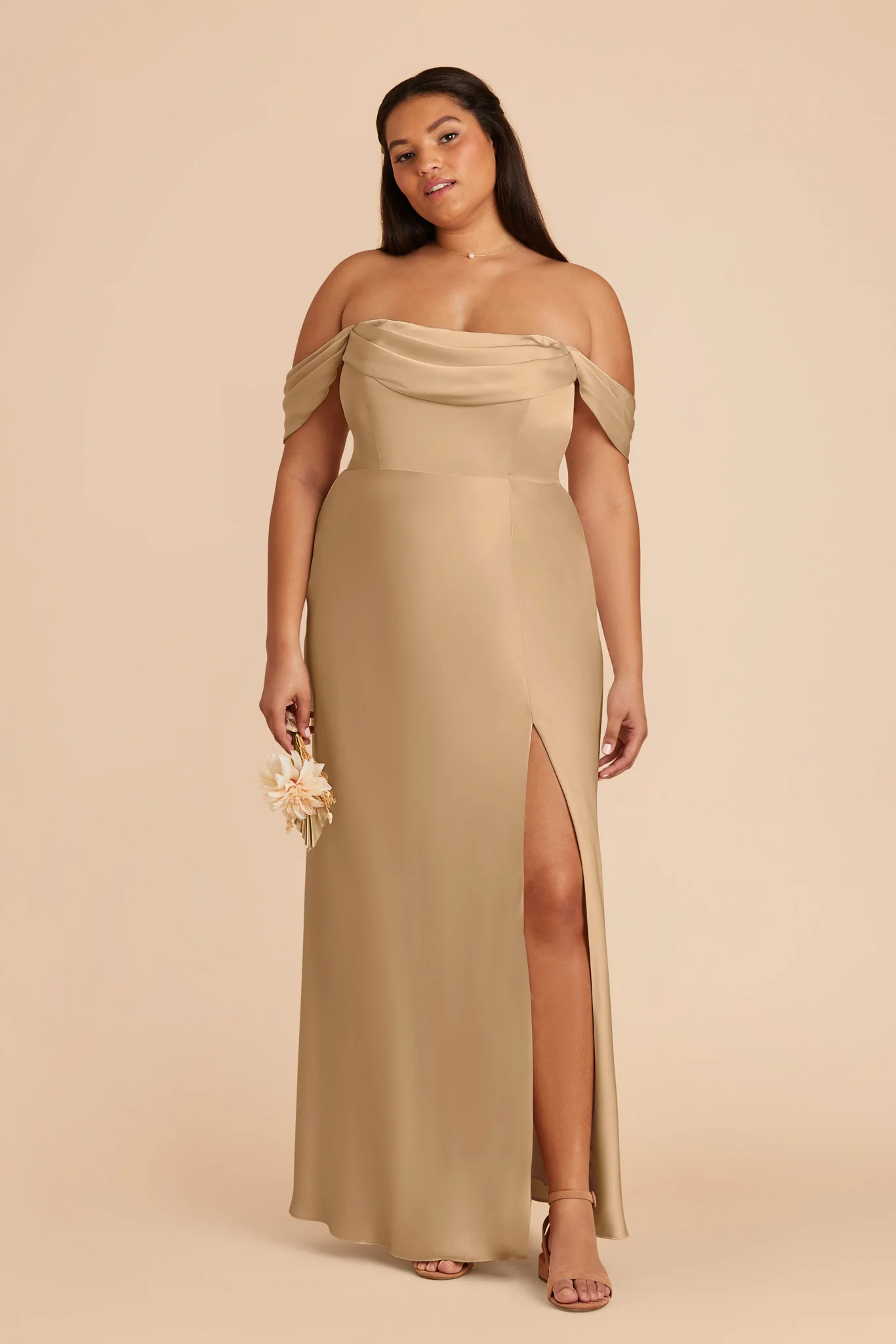 Mia Matte Satin Dress - Yellow Gold - Image 10