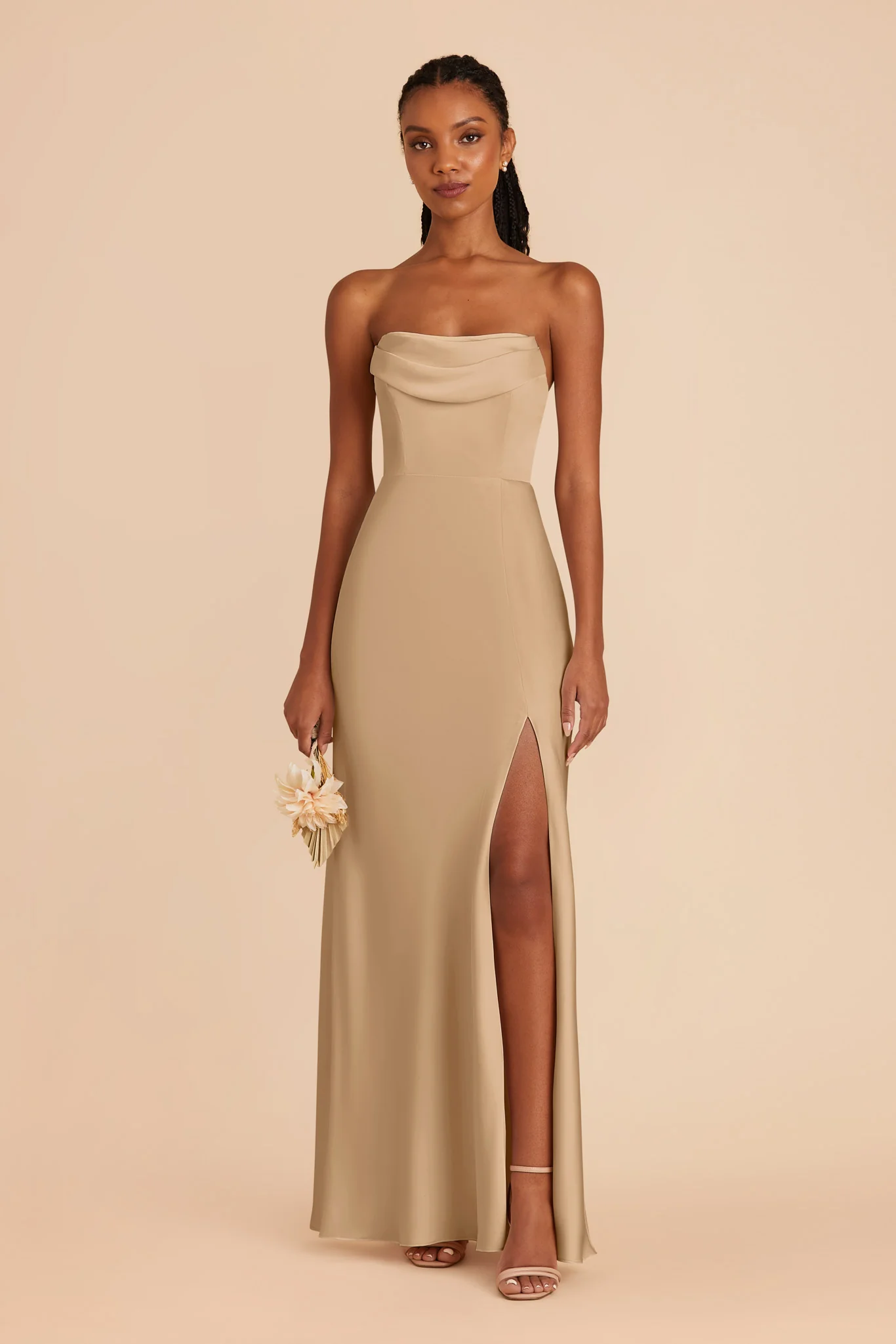 Mia Matte Satin Dress - Yellow Gold - Image 3