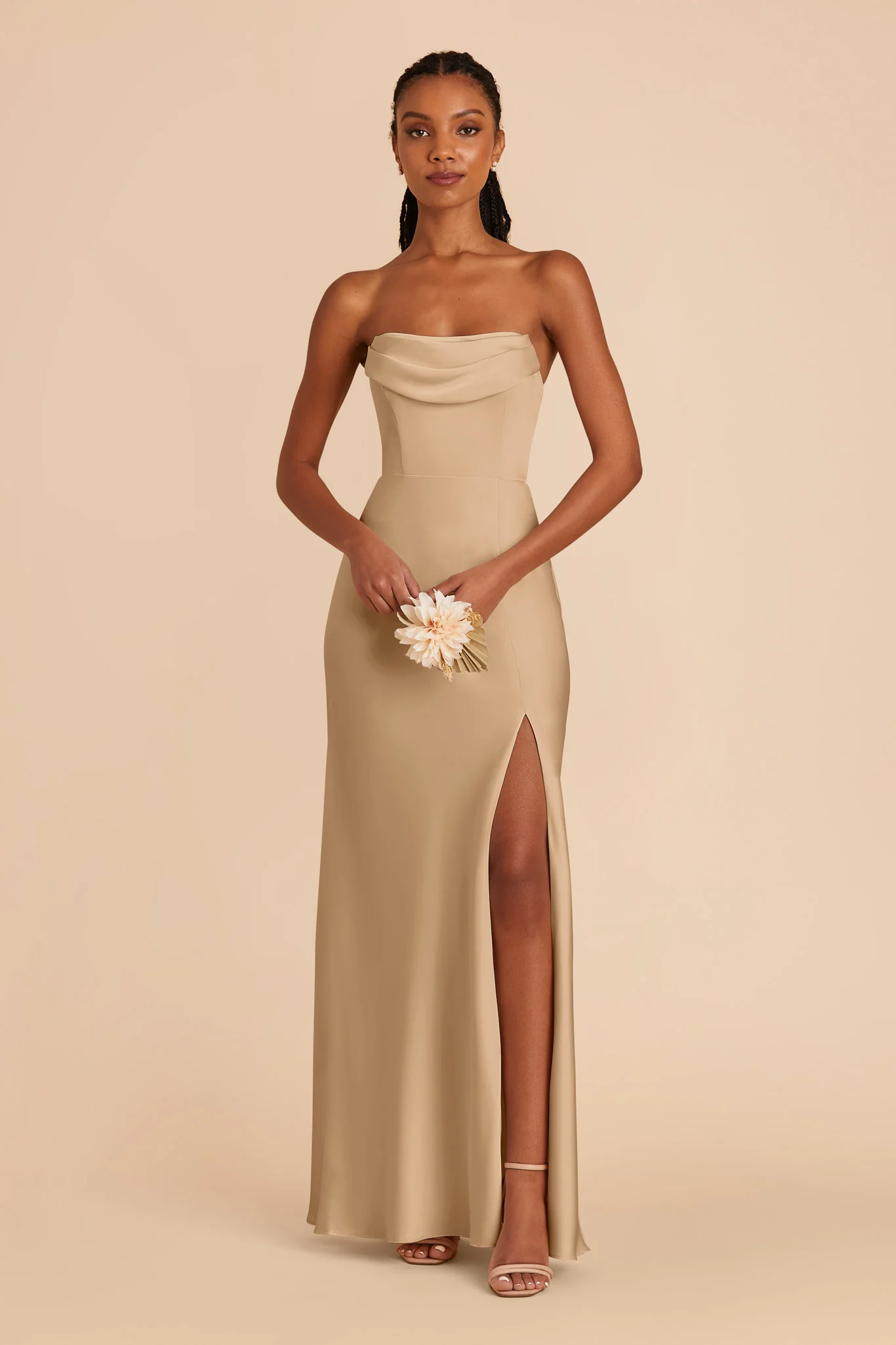 Mia Matte Satin Dress - Yellow Gold - Image 4