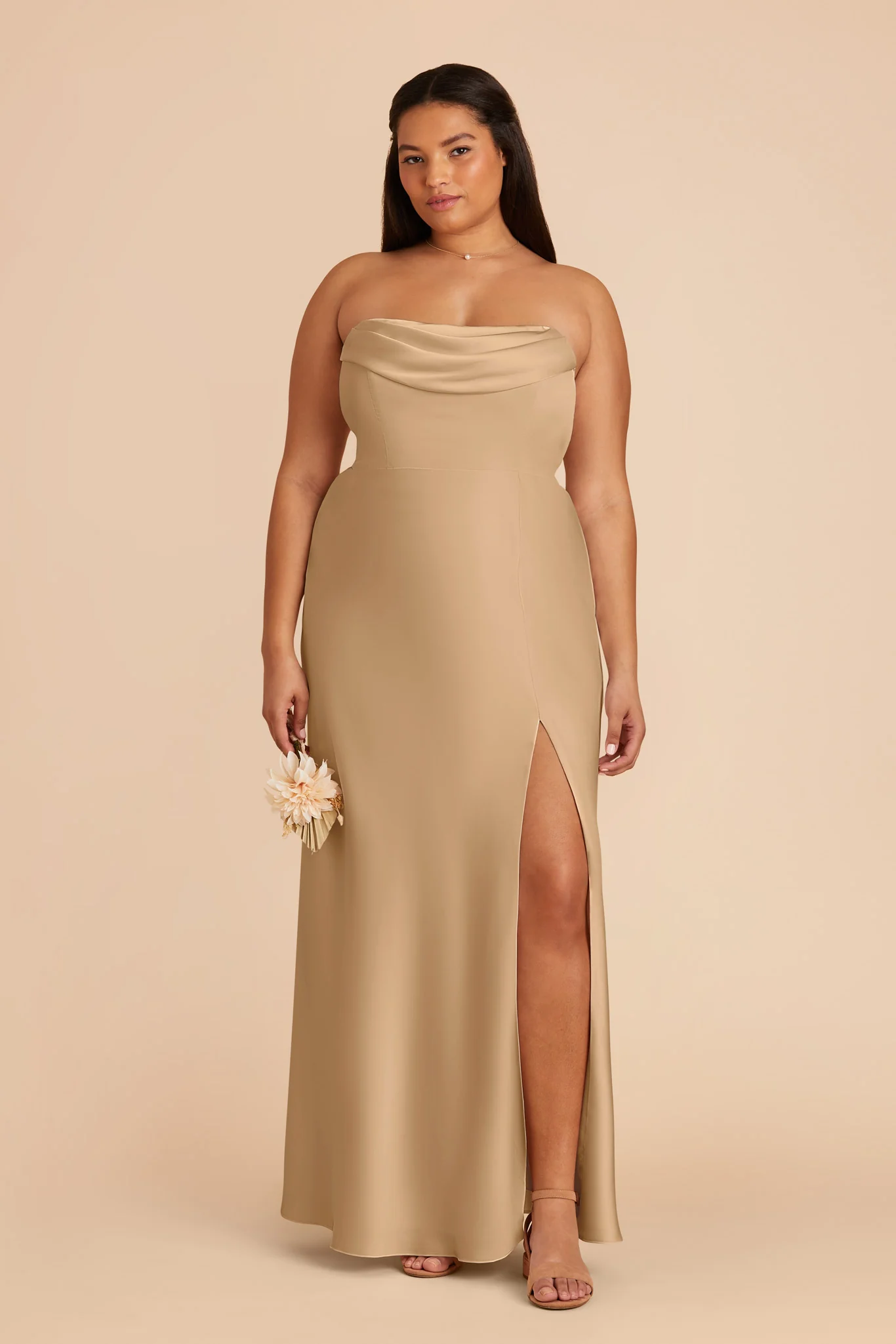 Mia Matte Satin Dress - Yellow Gold - Image 9