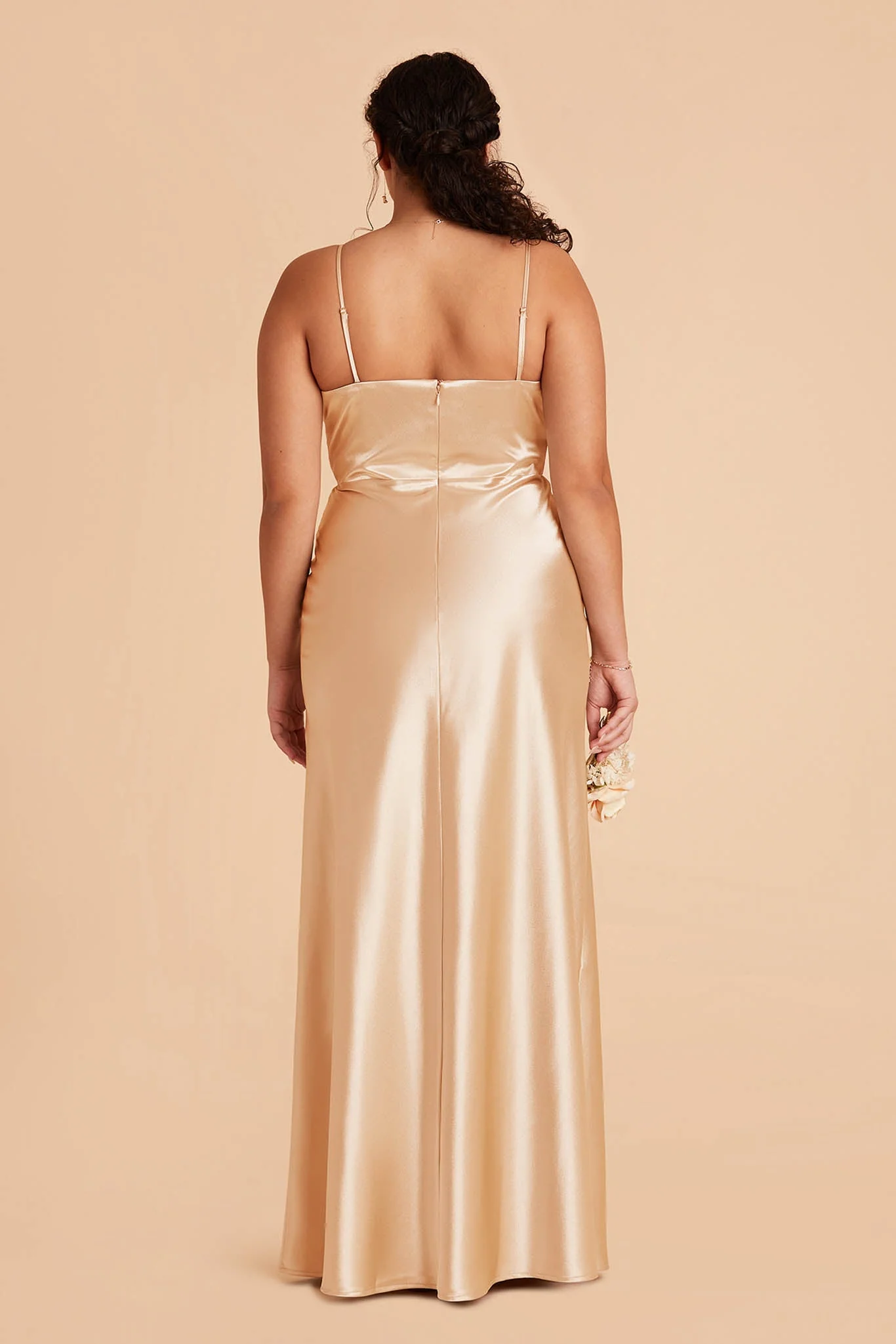 Mia Shiny Satin Dress - Gold - Image 11