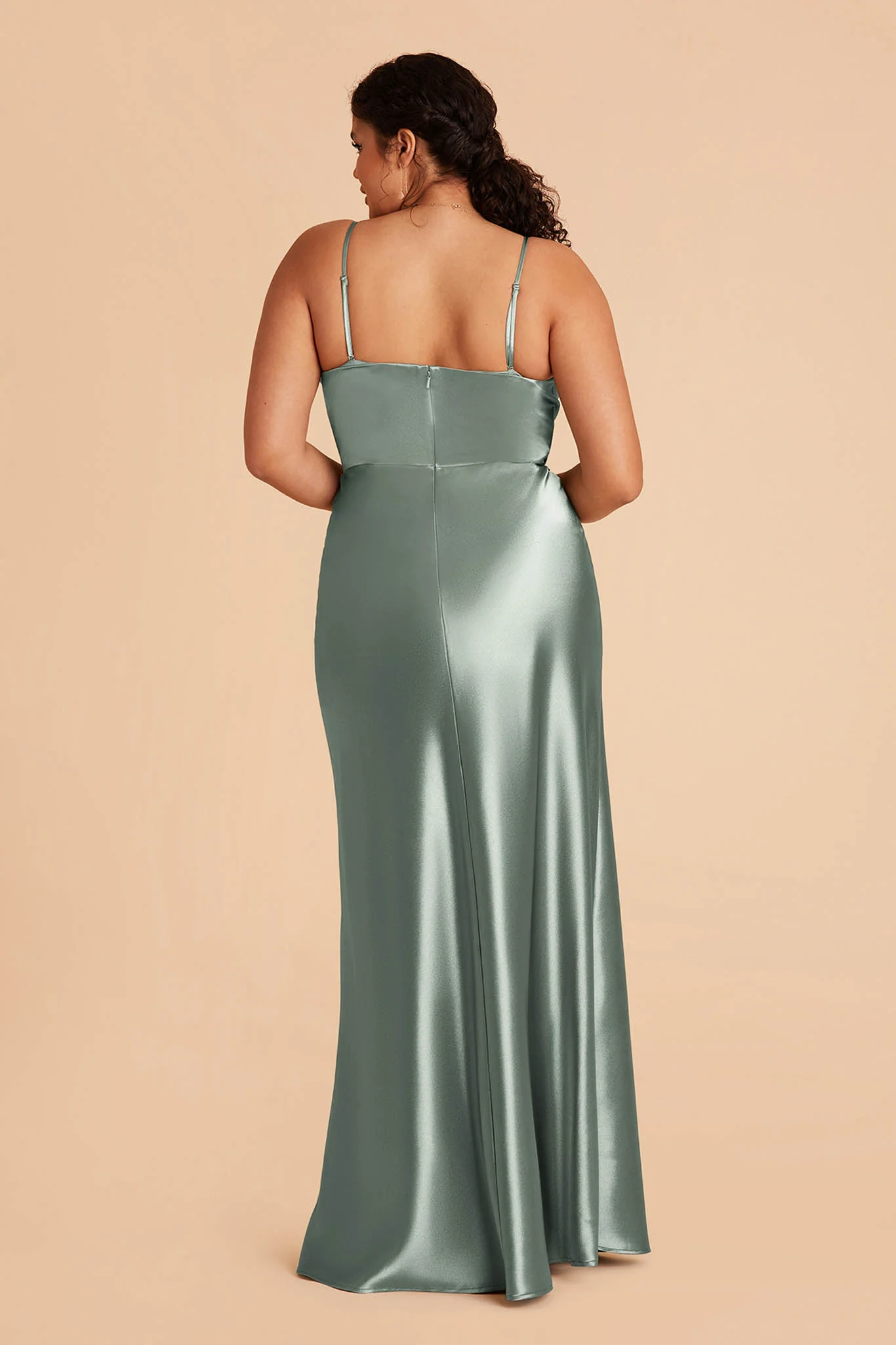 Mia Shiny Satin Dress - Sea Glass - Image 14