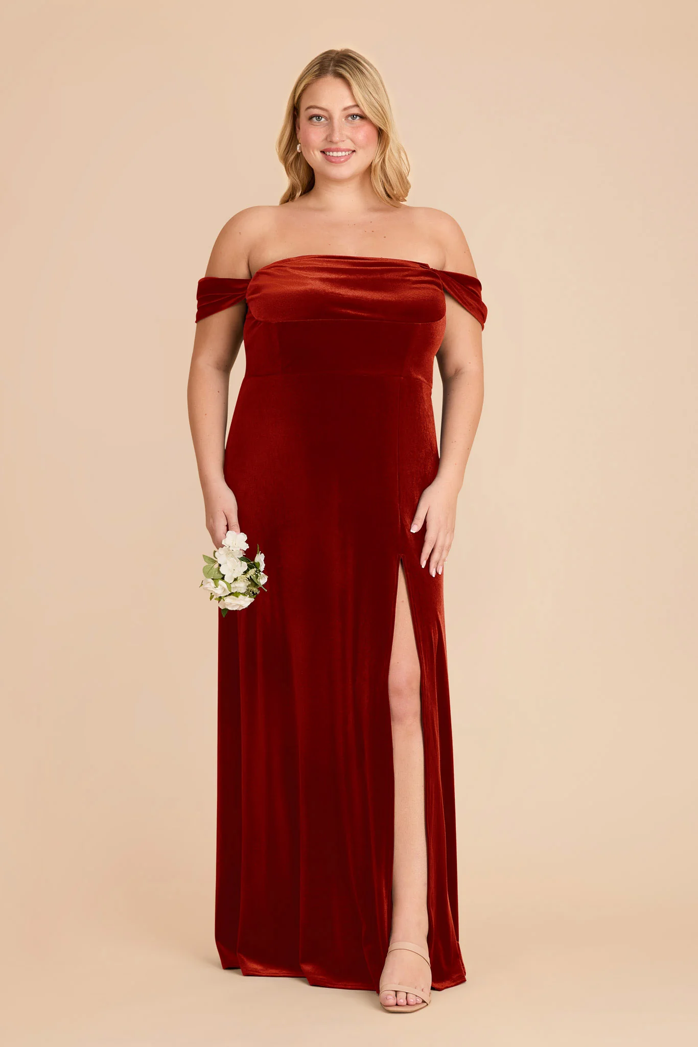 Mia Velvet Dress - Burnt Orange