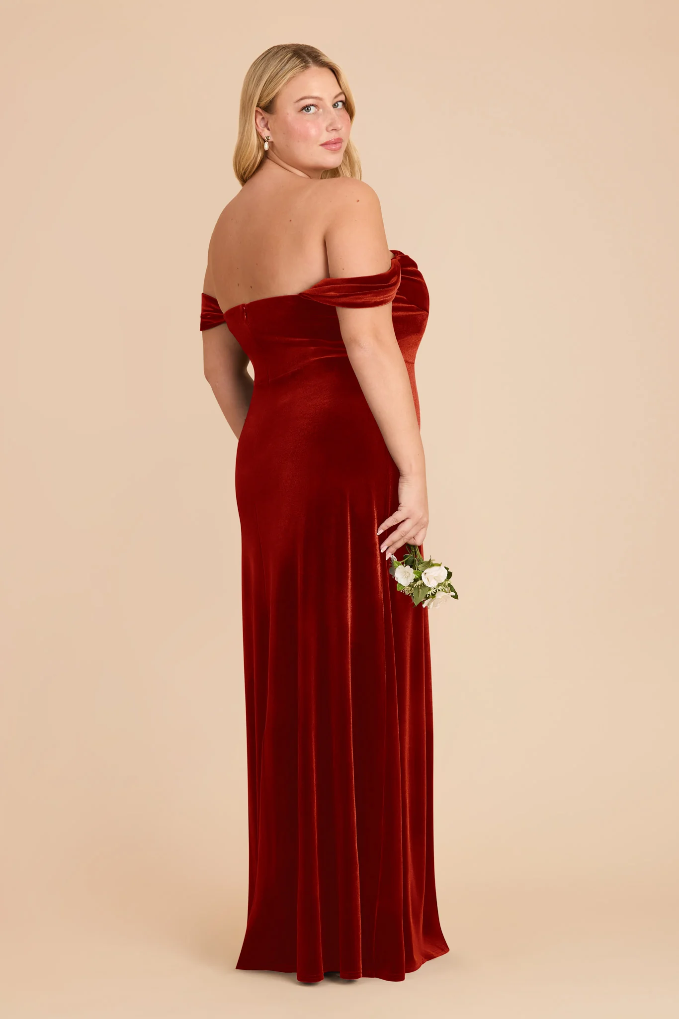 Mia Velvet Dress - Burnt Orange - Image 10