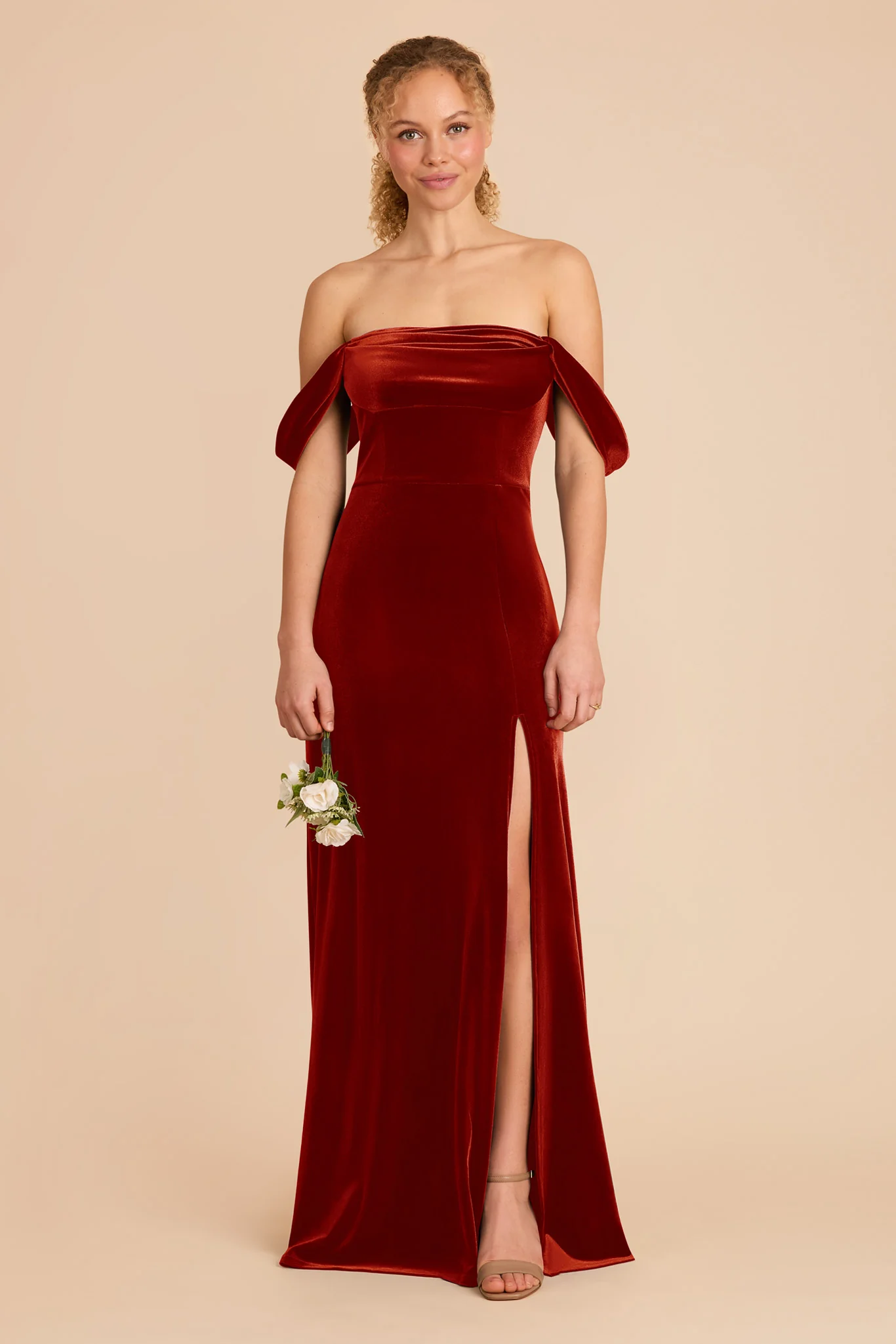Mia Velvet Dress - Burnt Orange - Image 2