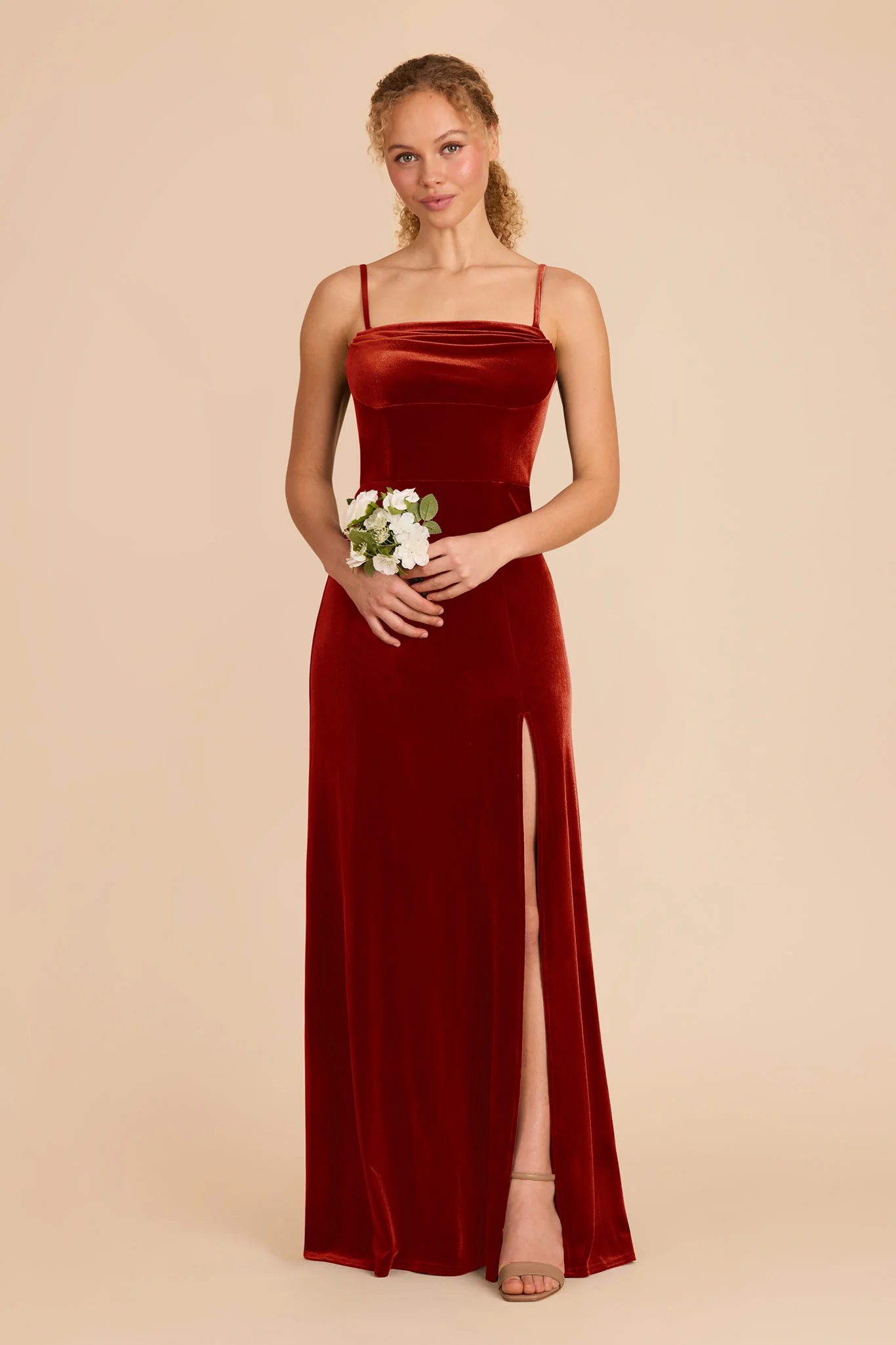 Mia Velvet Dress - Burnt Orange - Image 4