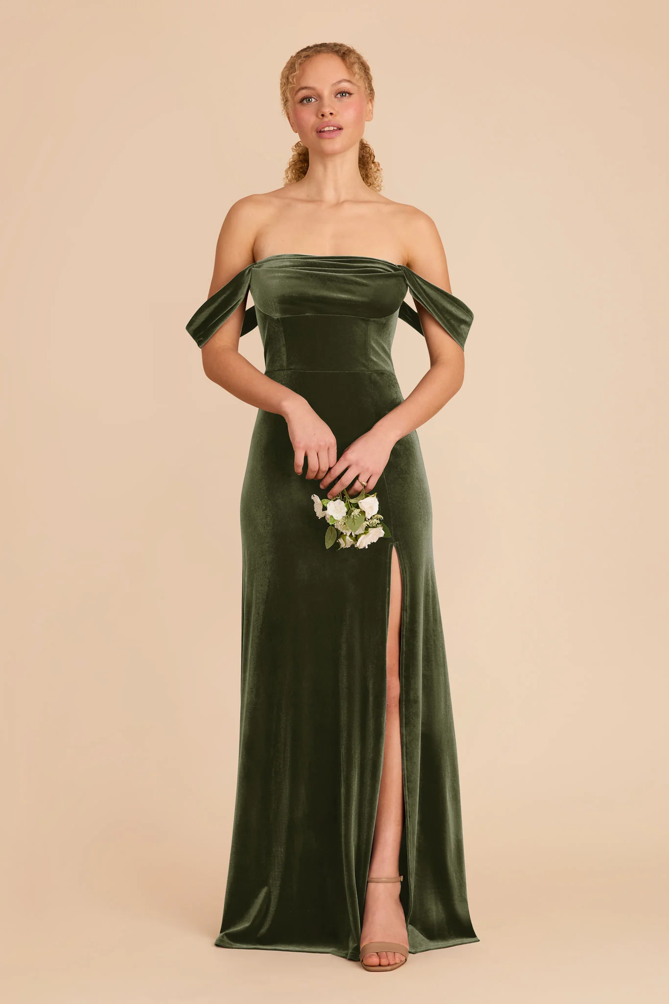 Mia Velvet Dress - Olive - Image 4