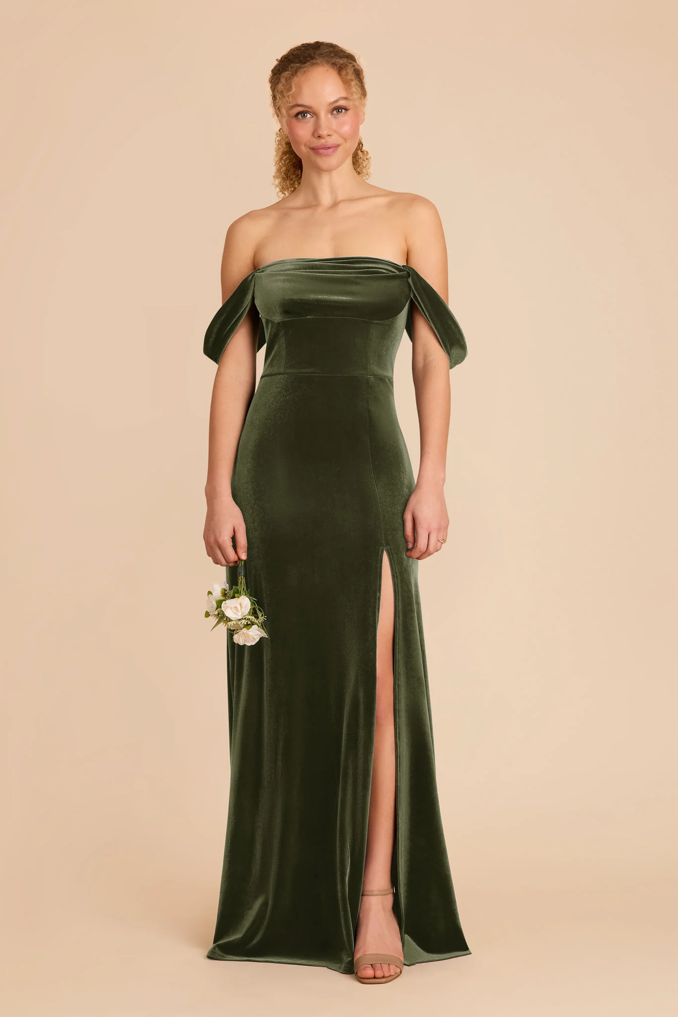Mia Velvet Dress - Olive - Image 5