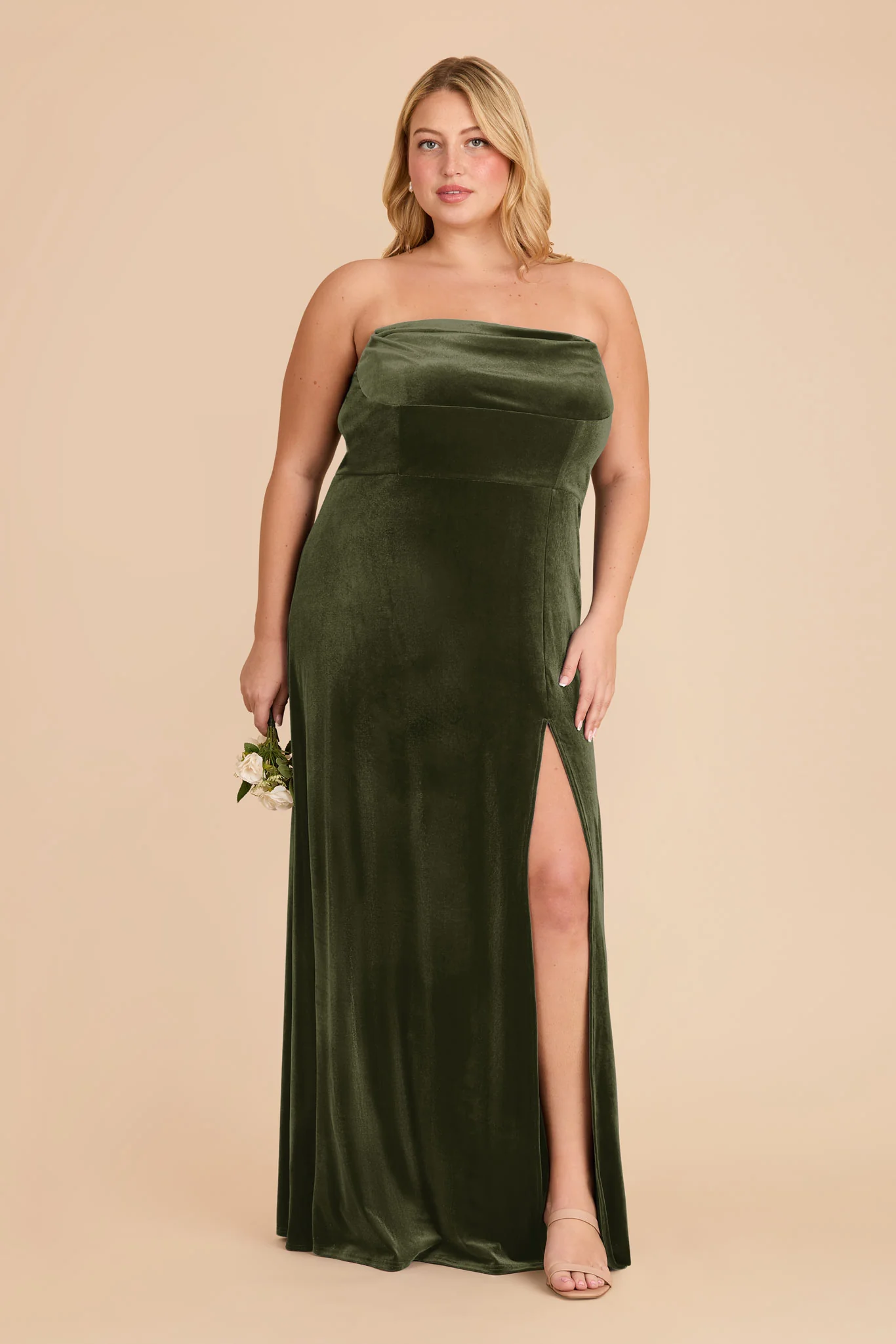 Mia Velvet Dress - Olive - Image 9