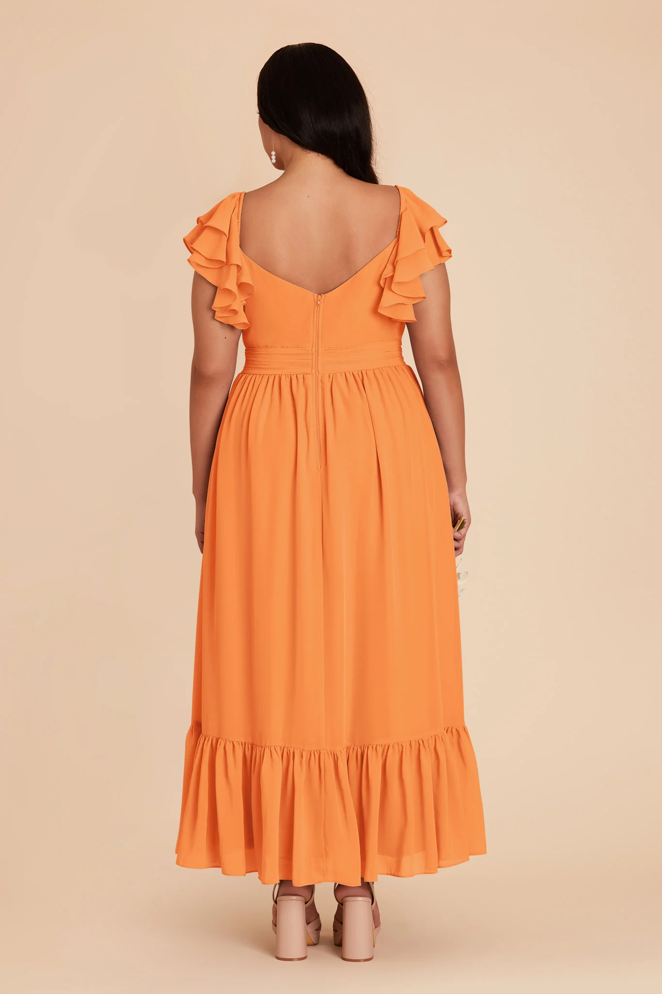 Michelle Chiffon Dress - Apricot - Image 10