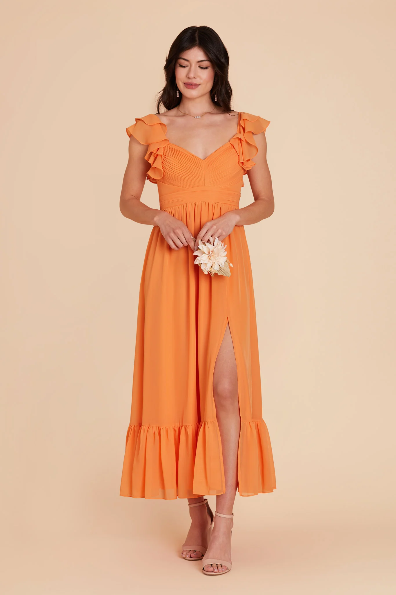 Michelle Chiffon Dress - Apricot - Image 4