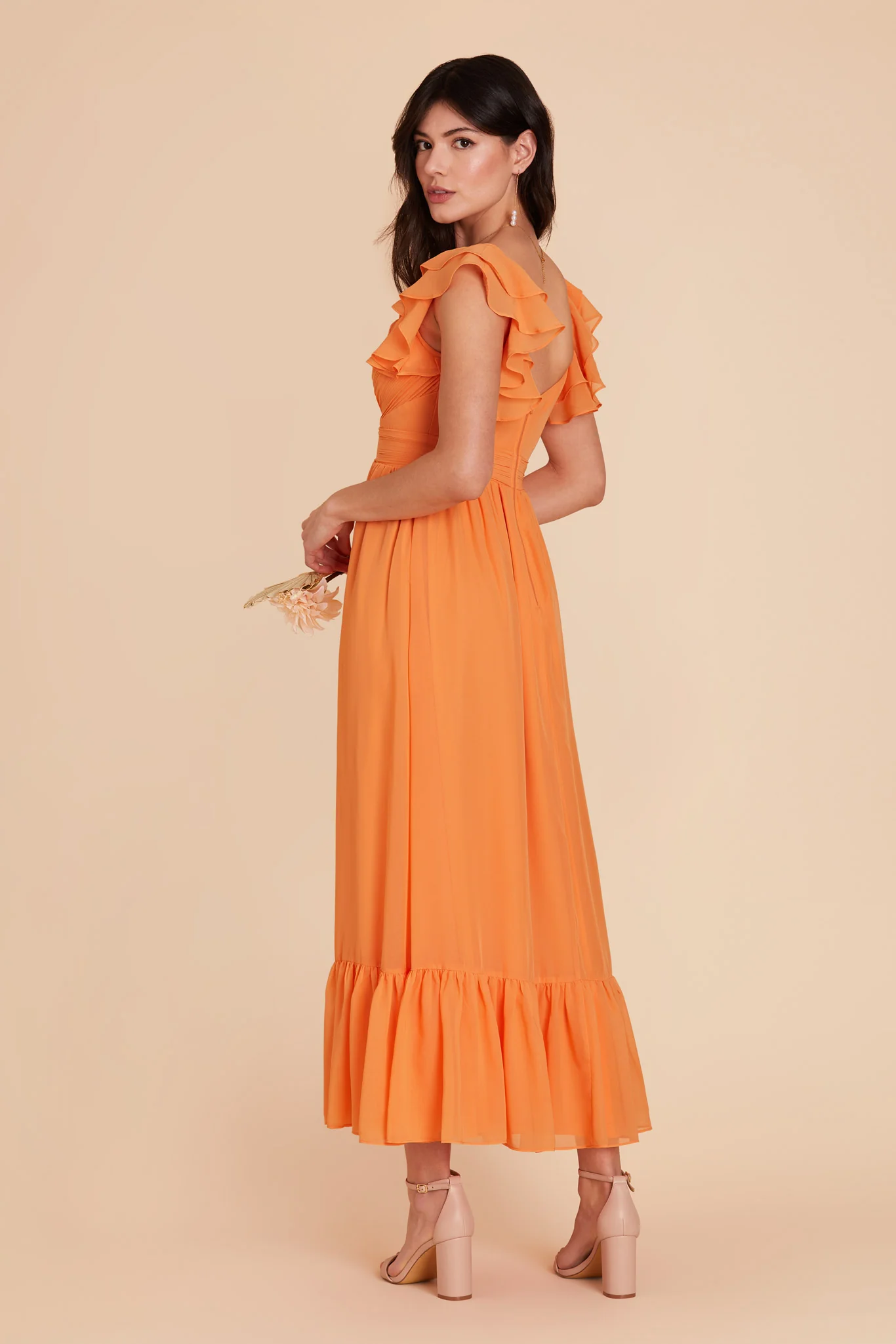Michelle Chiffon Dress - Apricot - Image 6