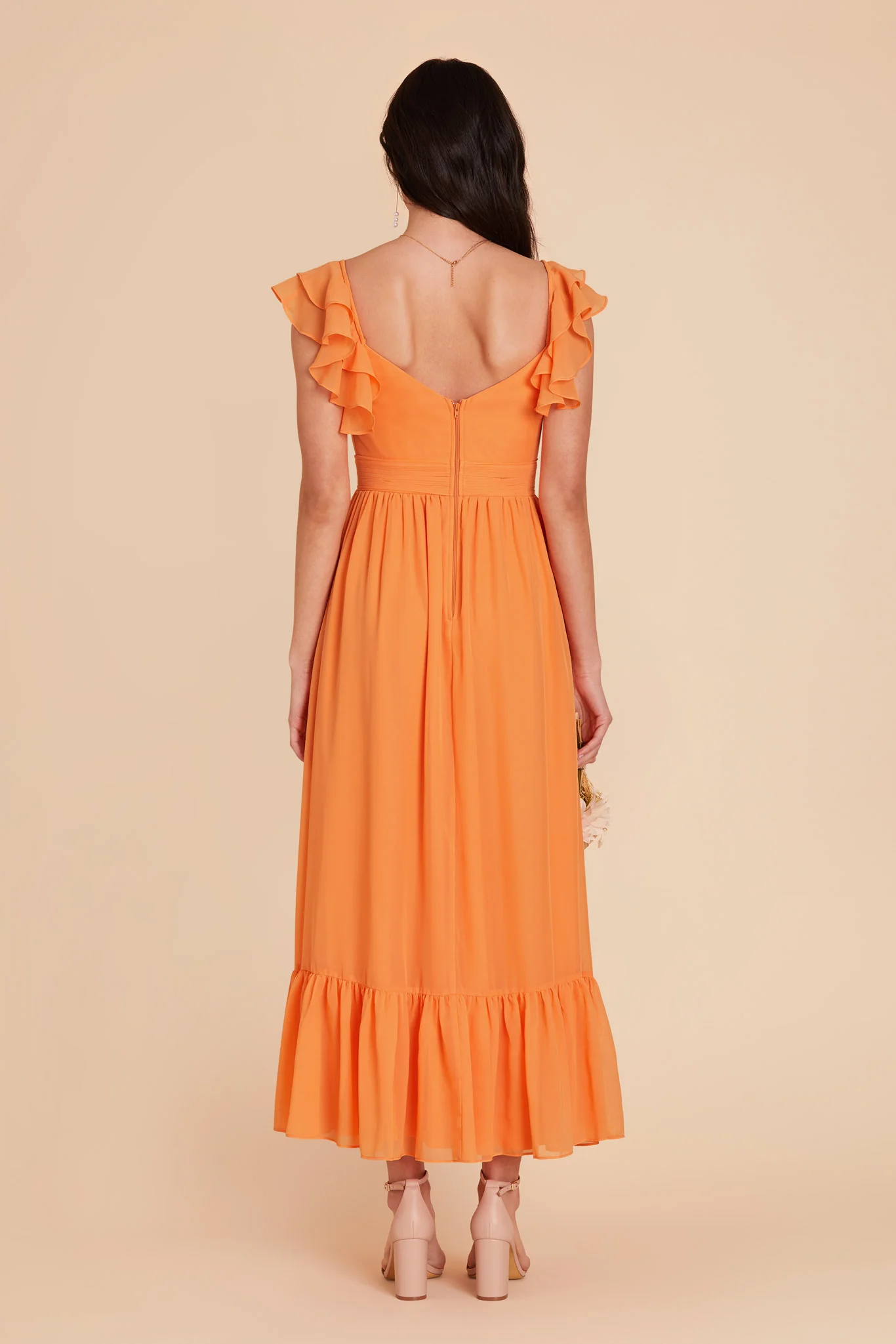 Michelle Chiffon Dress - Apricot - Image 7
