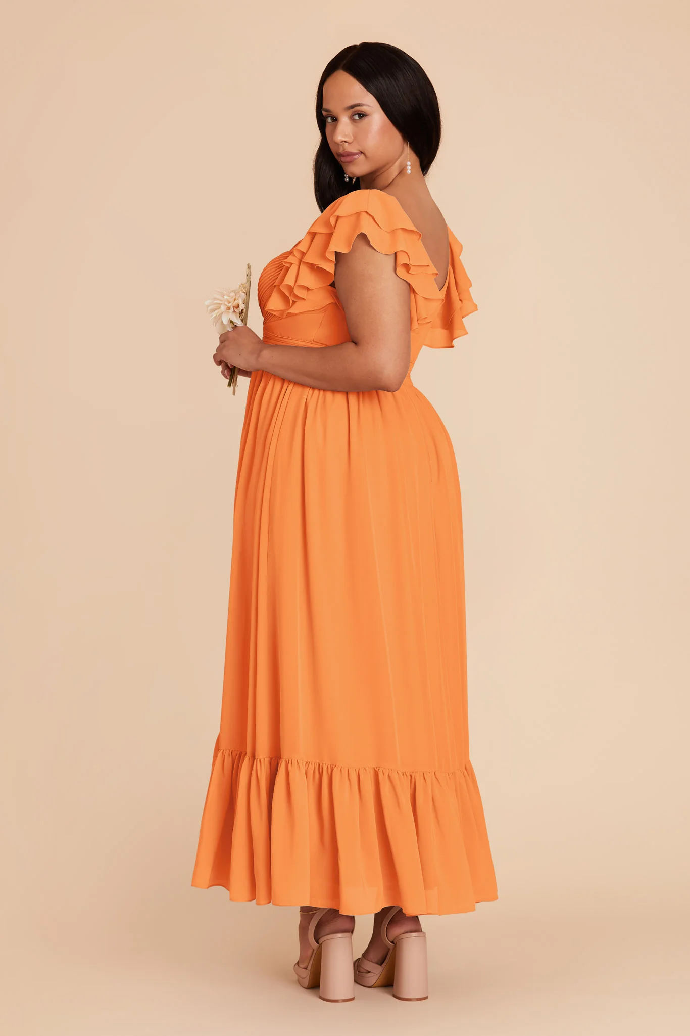 Michelle Chiffon Dress - Apricot - Image 9