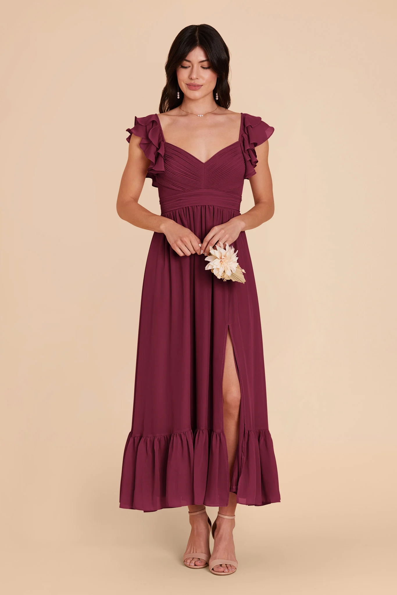 Michelle Chiffon Dress - Berry - Image 3