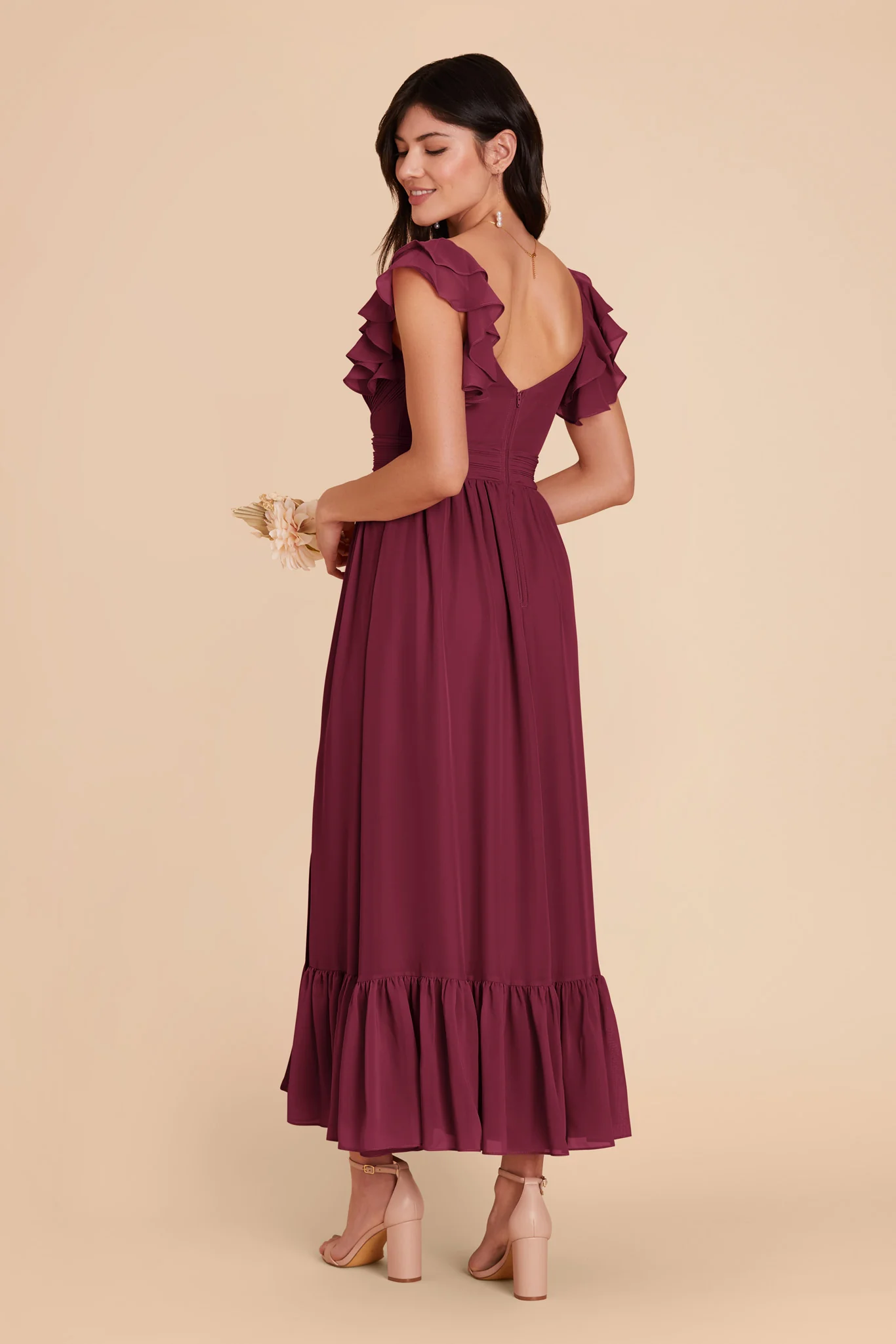Michelle Chiffon Dress - Berry - Image 5