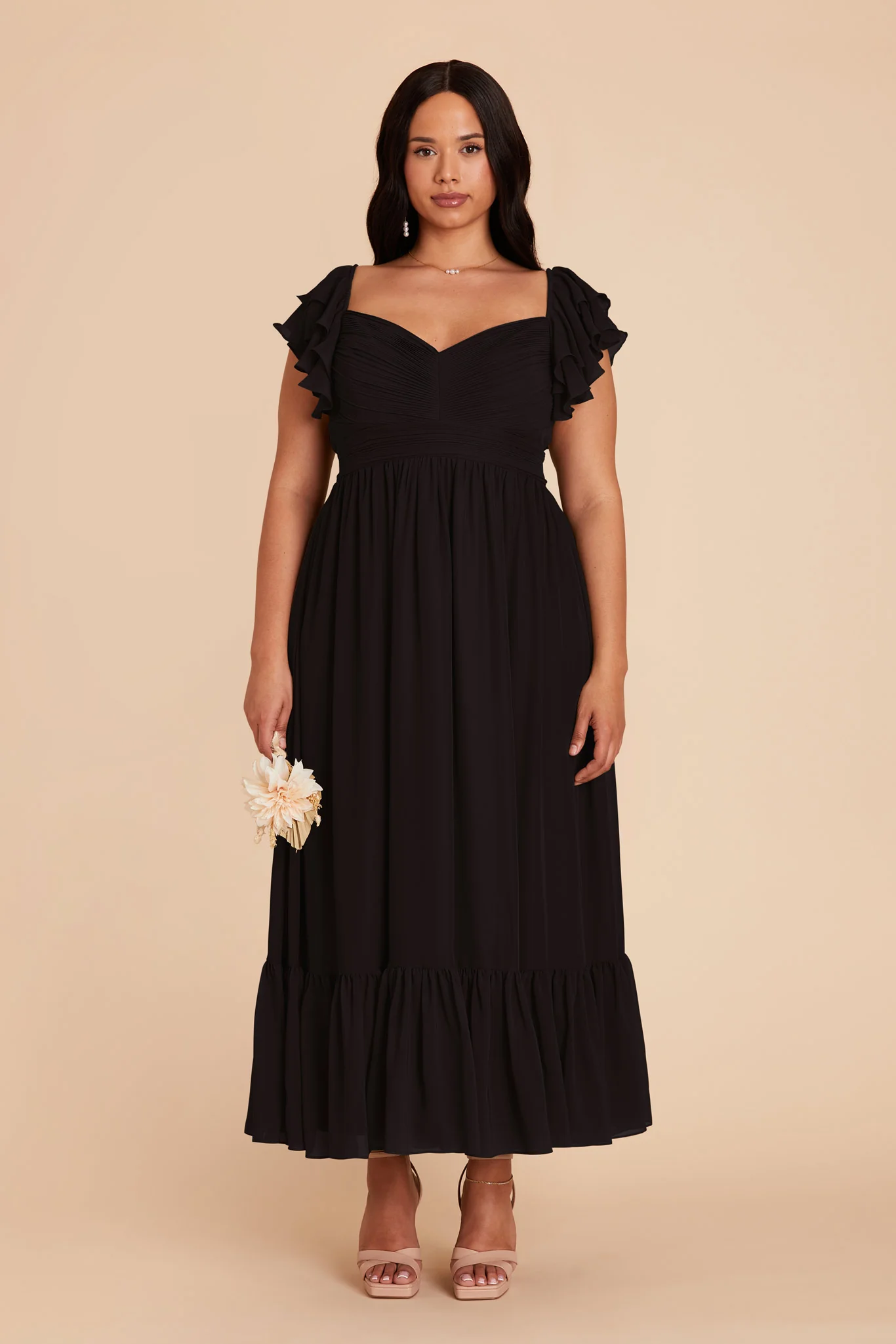 Michelle Chiffon Dress - Black - Image 3