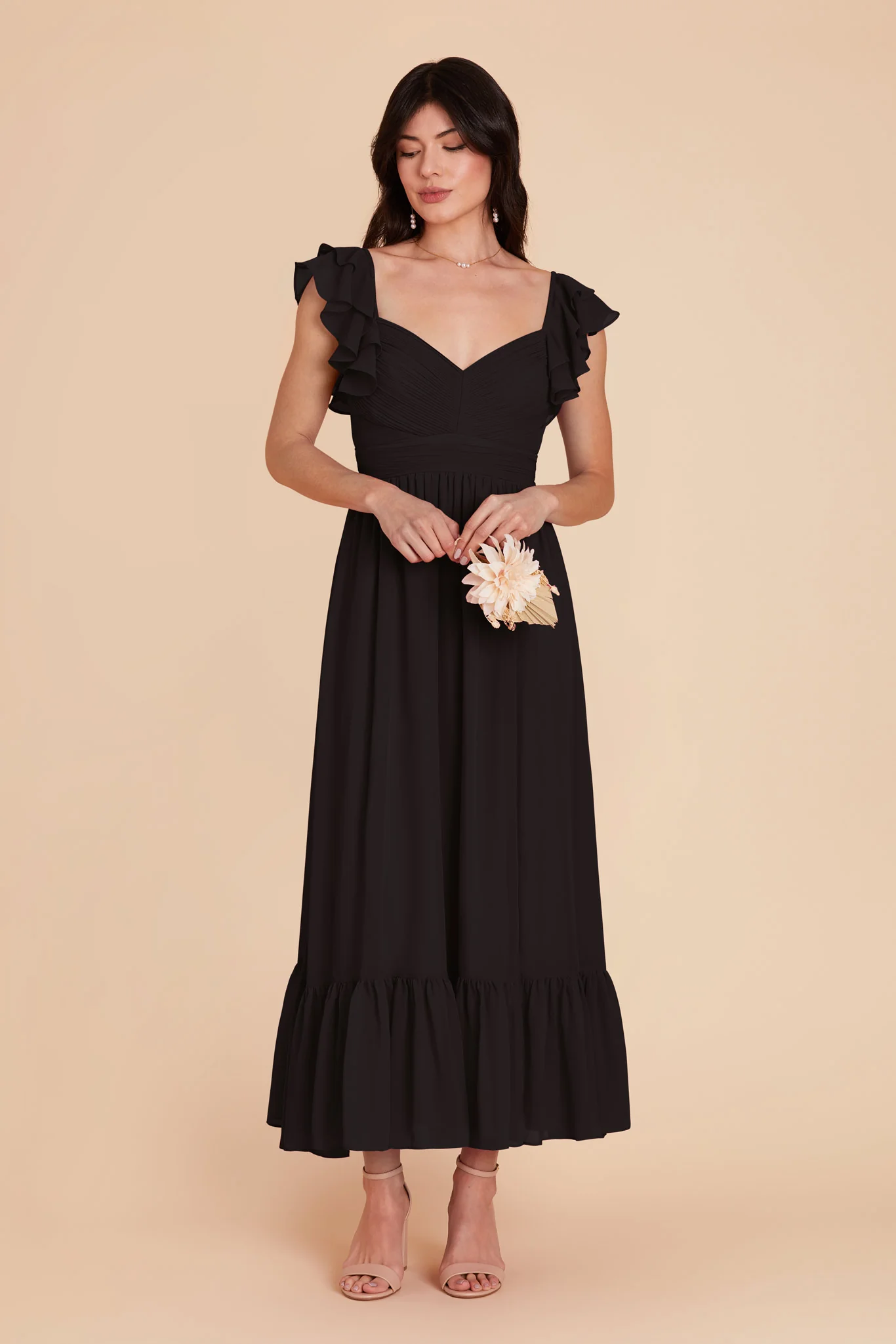 Michelle Chiffon Dress - Black - Image 4