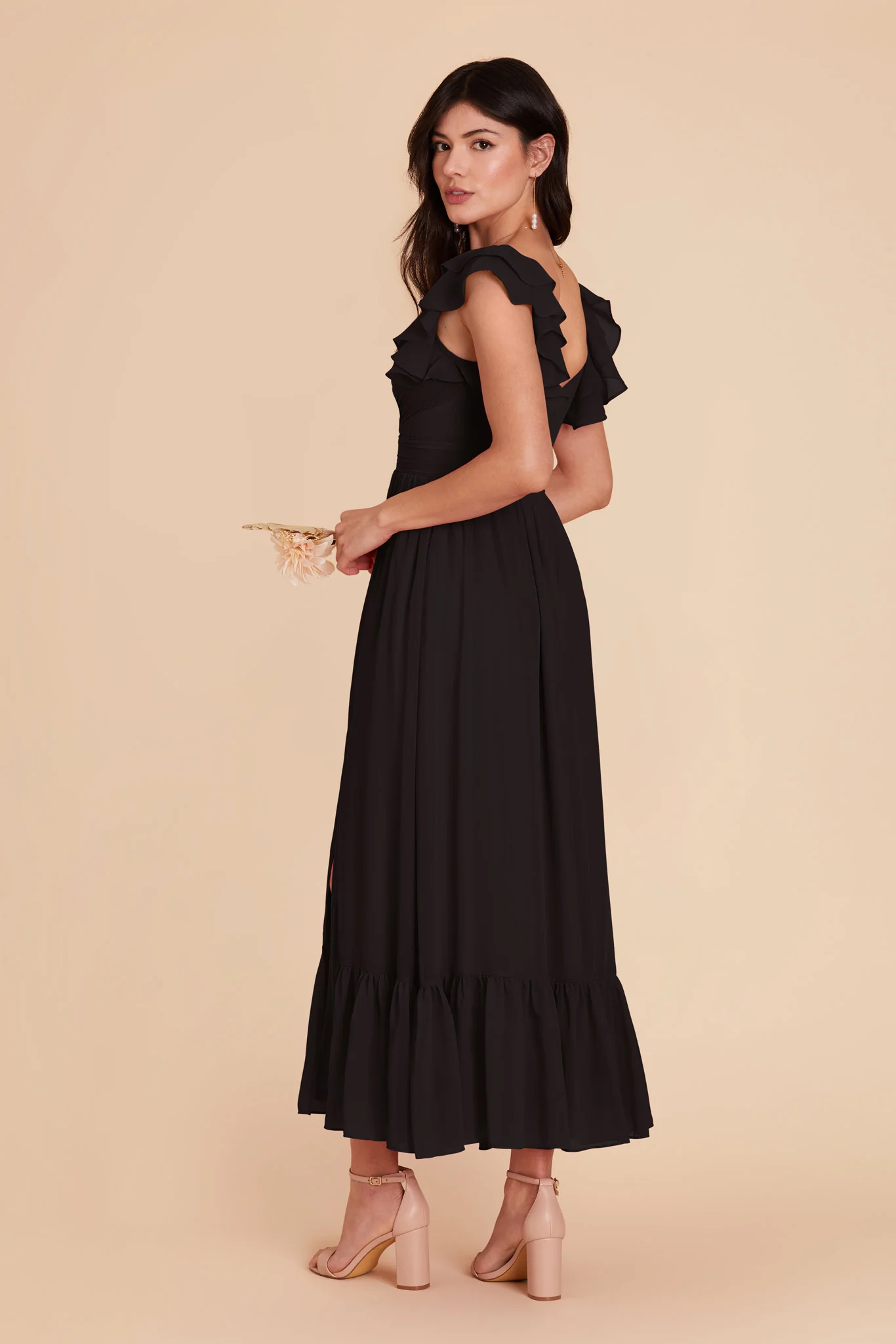 Michelle Chiffon Dress - Black - Image 6
