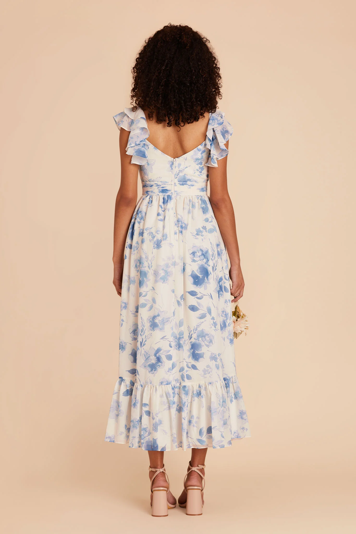 Michelle Chiffon Dress - Blue Rococo Floral - Image 4