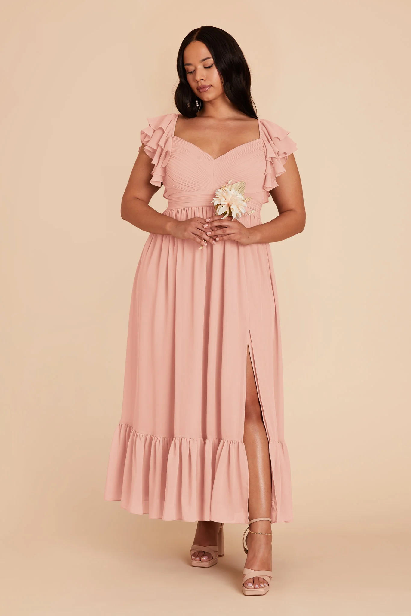 Michelle Chiffon Dress - Blush Pink - Image 2