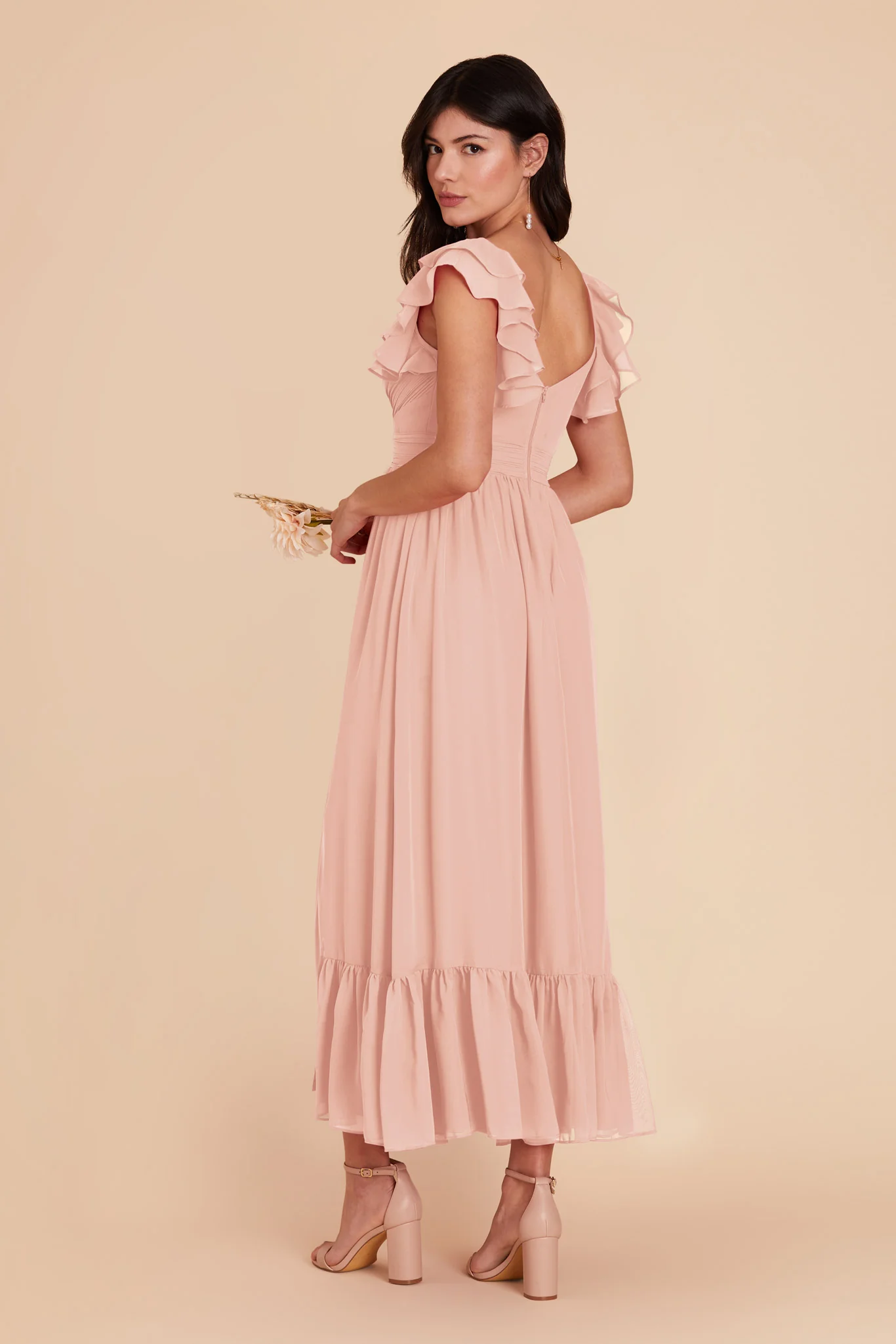 Michelle Chiffon Dress - Blush Pink - Image 4