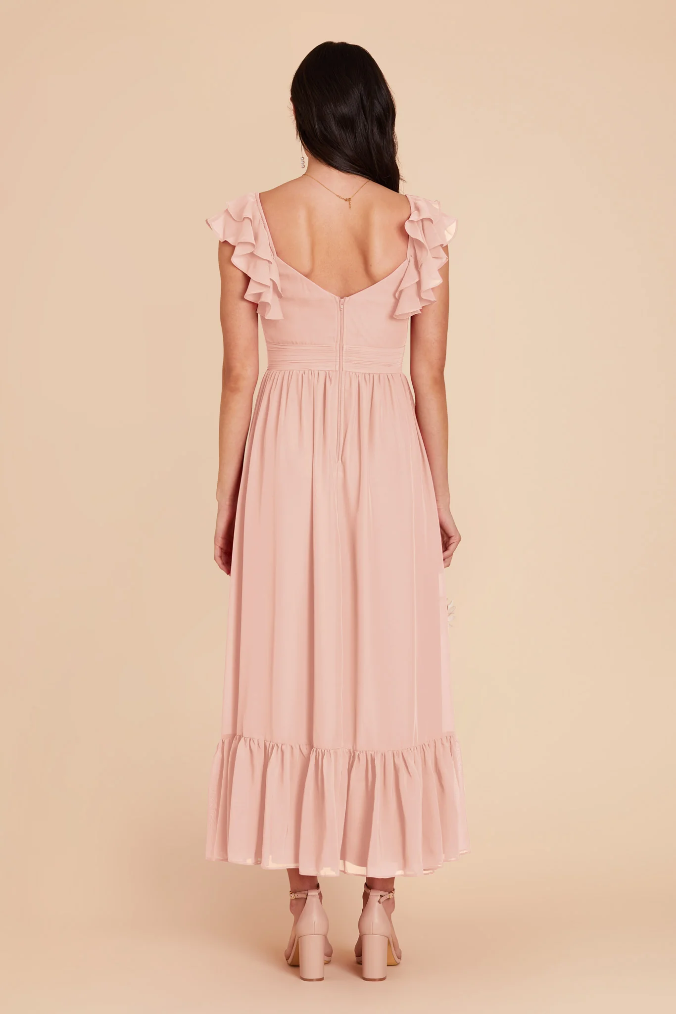Michelle Chiffon Dress - Blush Pink - Image 5