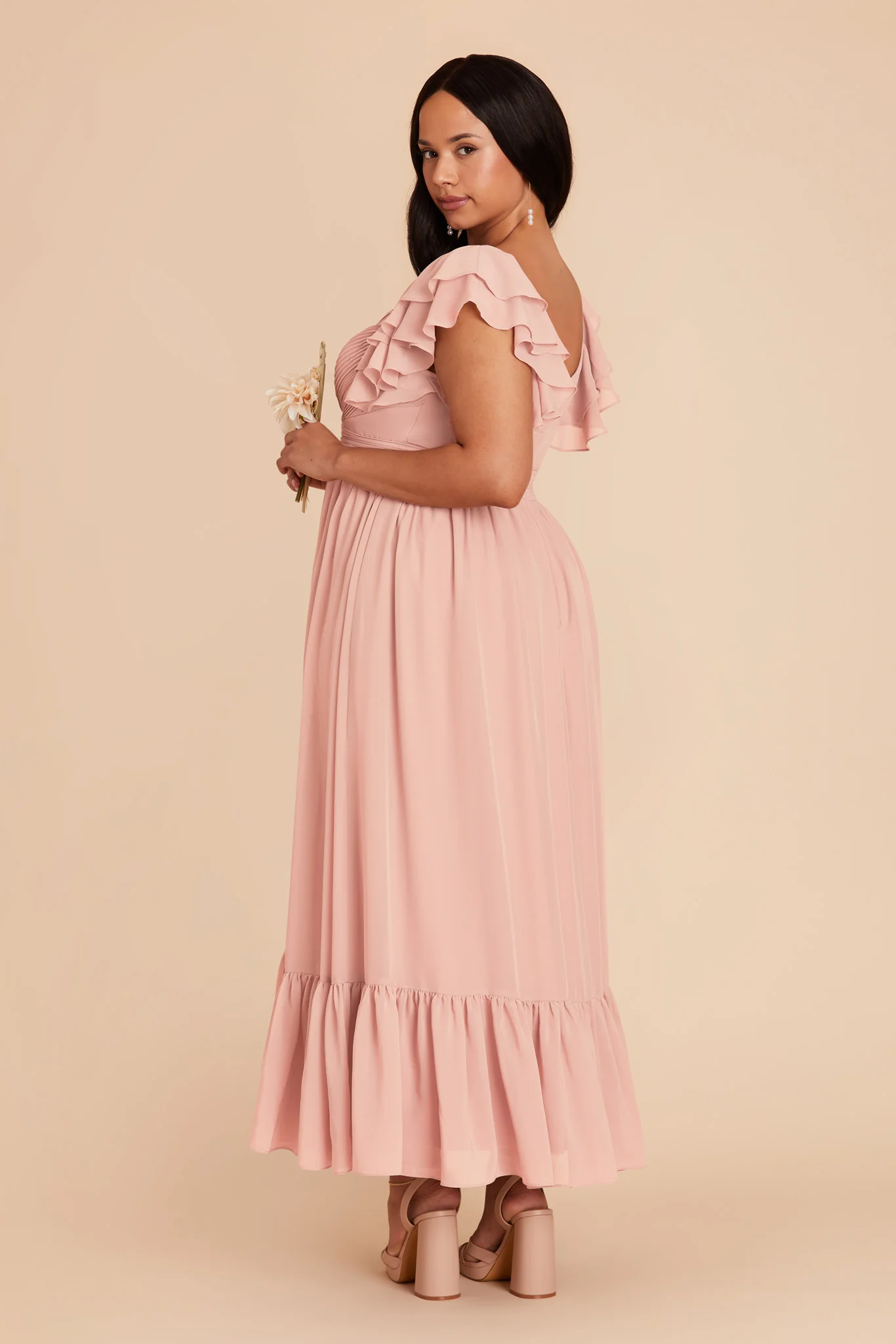 Michelle Chiffon Dress - Blush Pink - Image 8