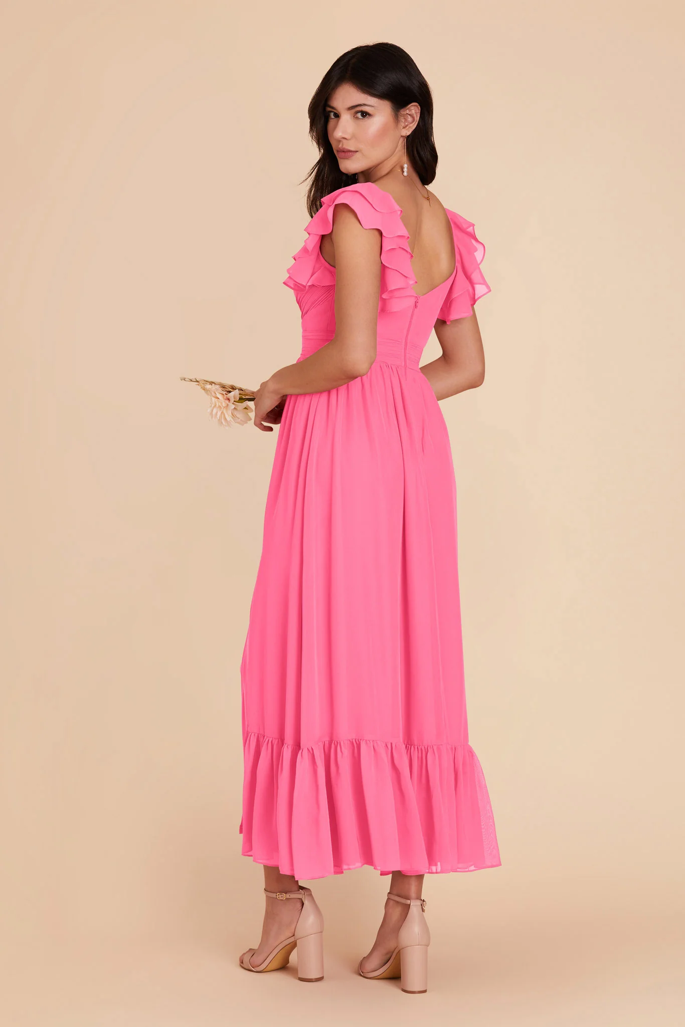 Michelle Chiffon Dress - Bon Bon Pink - Image 5