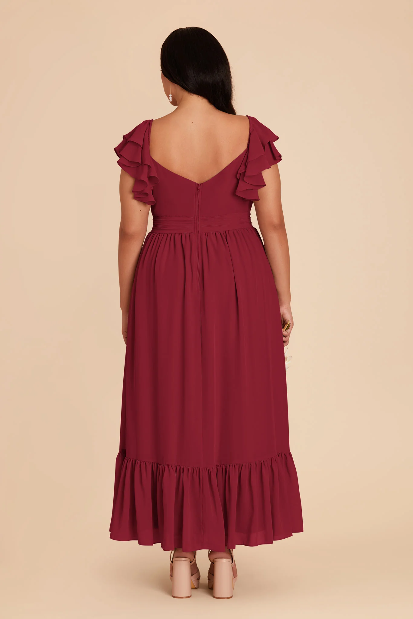 Michelle Chiffon Dress - Burgundy - Image 10