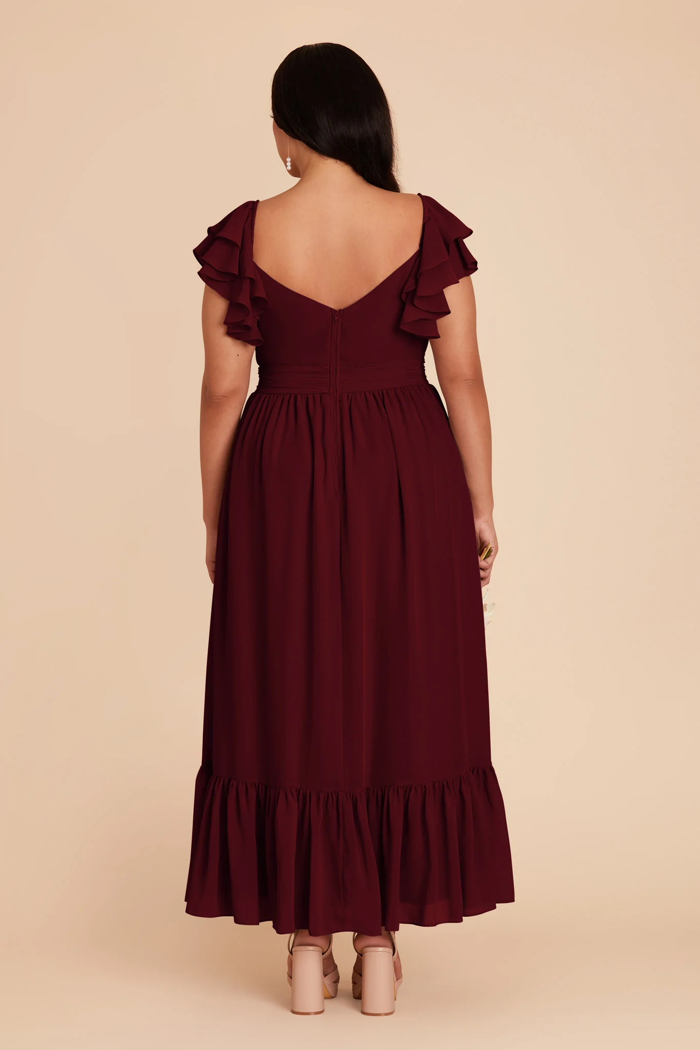 Michelle Chiffon Dress - Cabernet - Image 10
