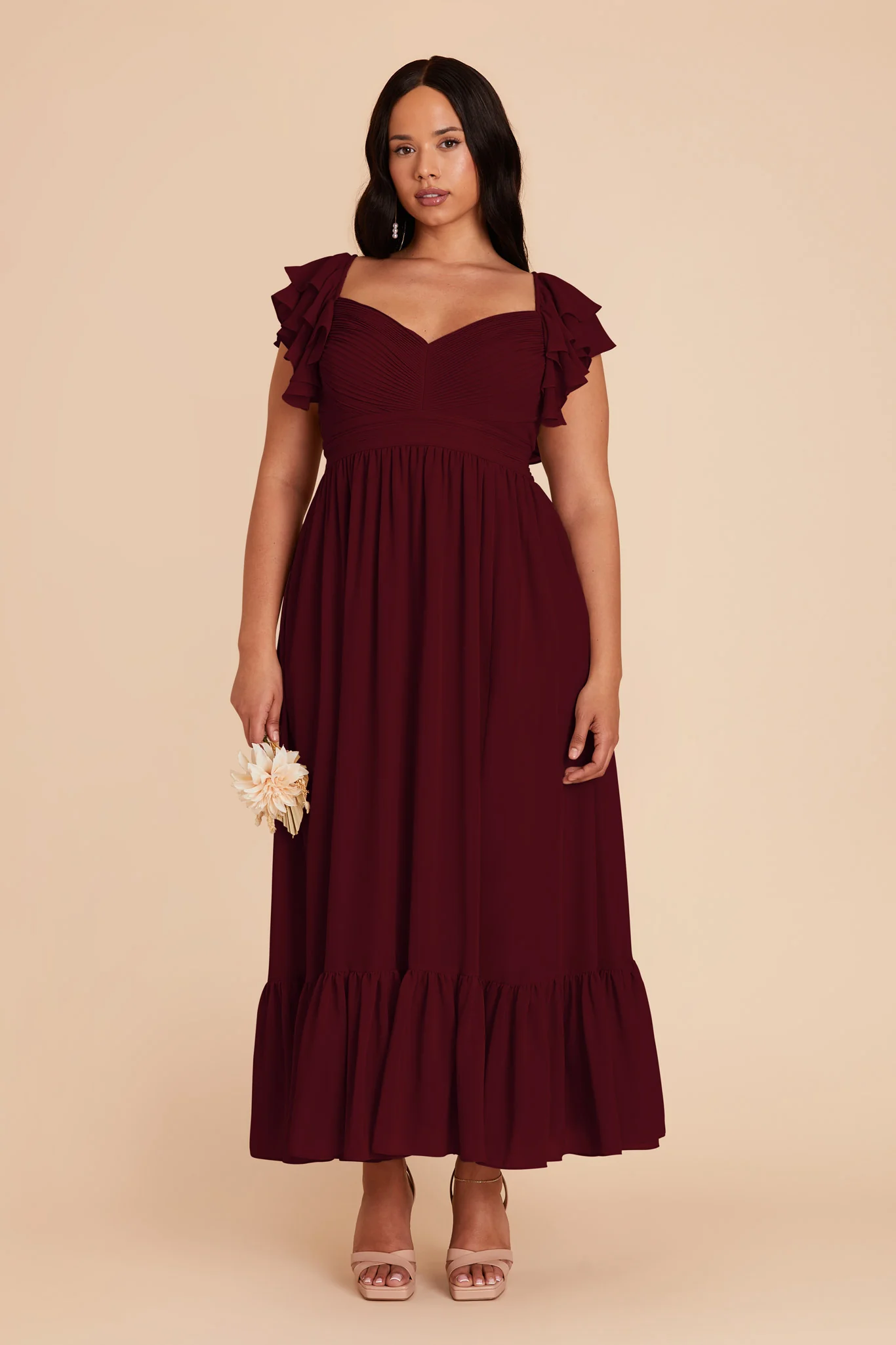 Michelle Chiffon Dress - Cabernet - Image 2