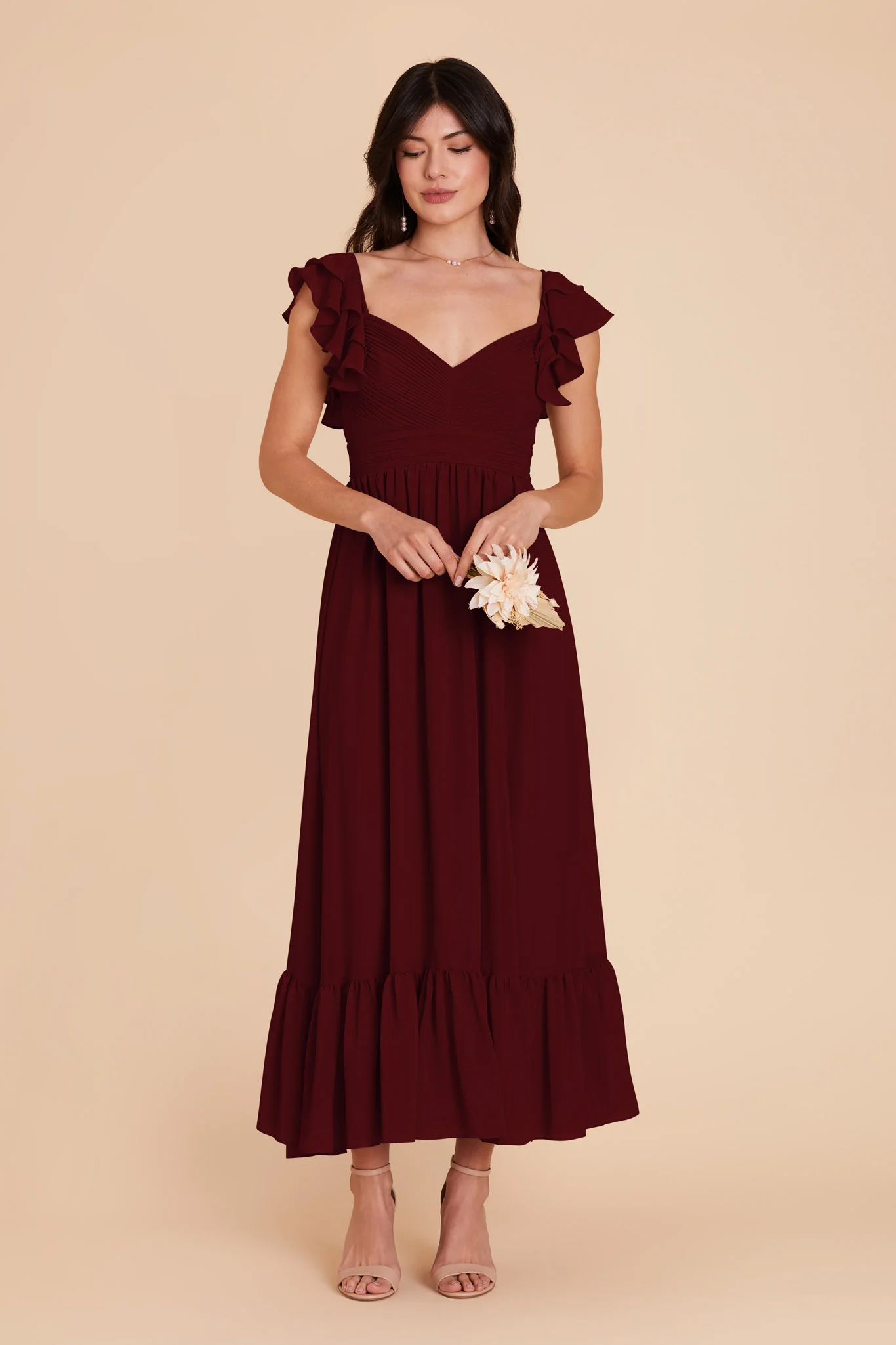 Michelle Chiffon Dress - Cabernet - Image 3