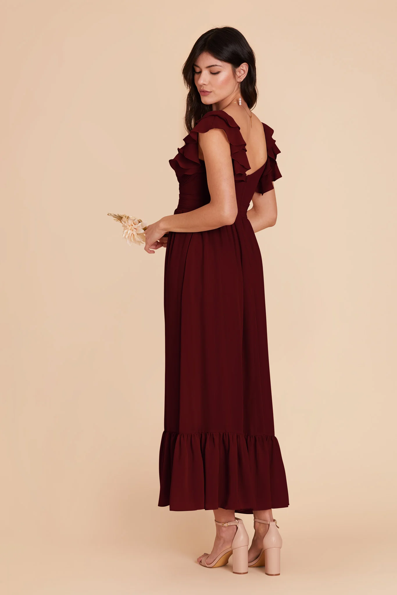 Michelle Chiffon Dress - Cabernet - Image 4