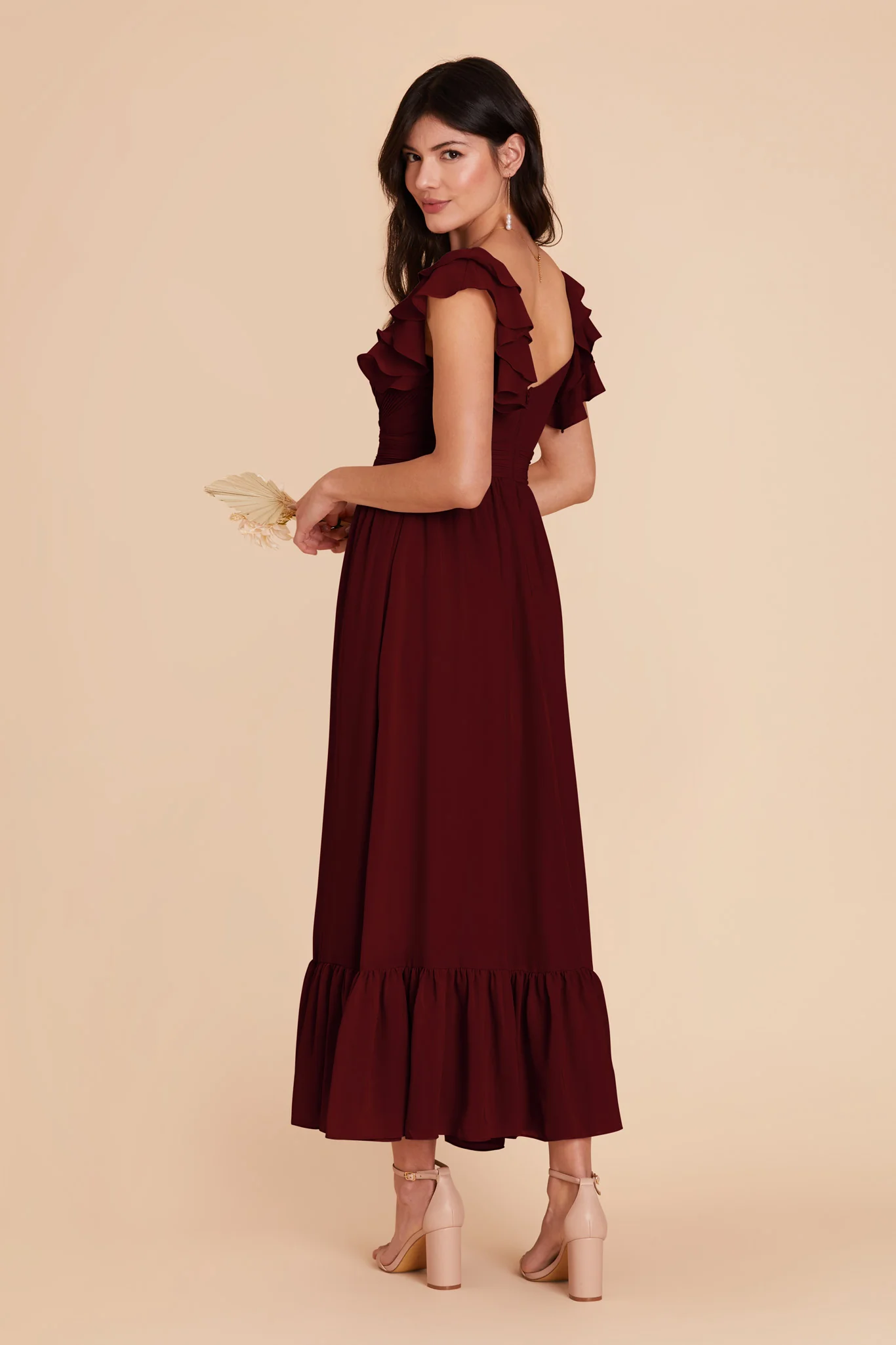 Michelle Chiffon Dress - Cabernet - Image 5