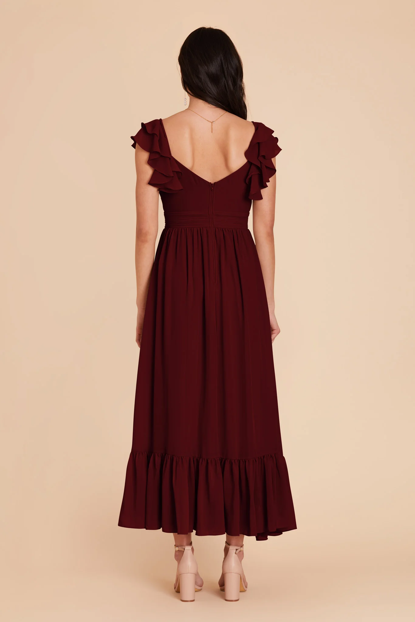 Michelle Chiffon Dress - Cabernet - Image 6