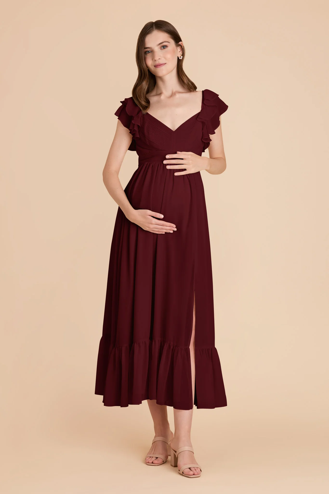 Michelle Chiffon Dress - Cabernet - Image 7
