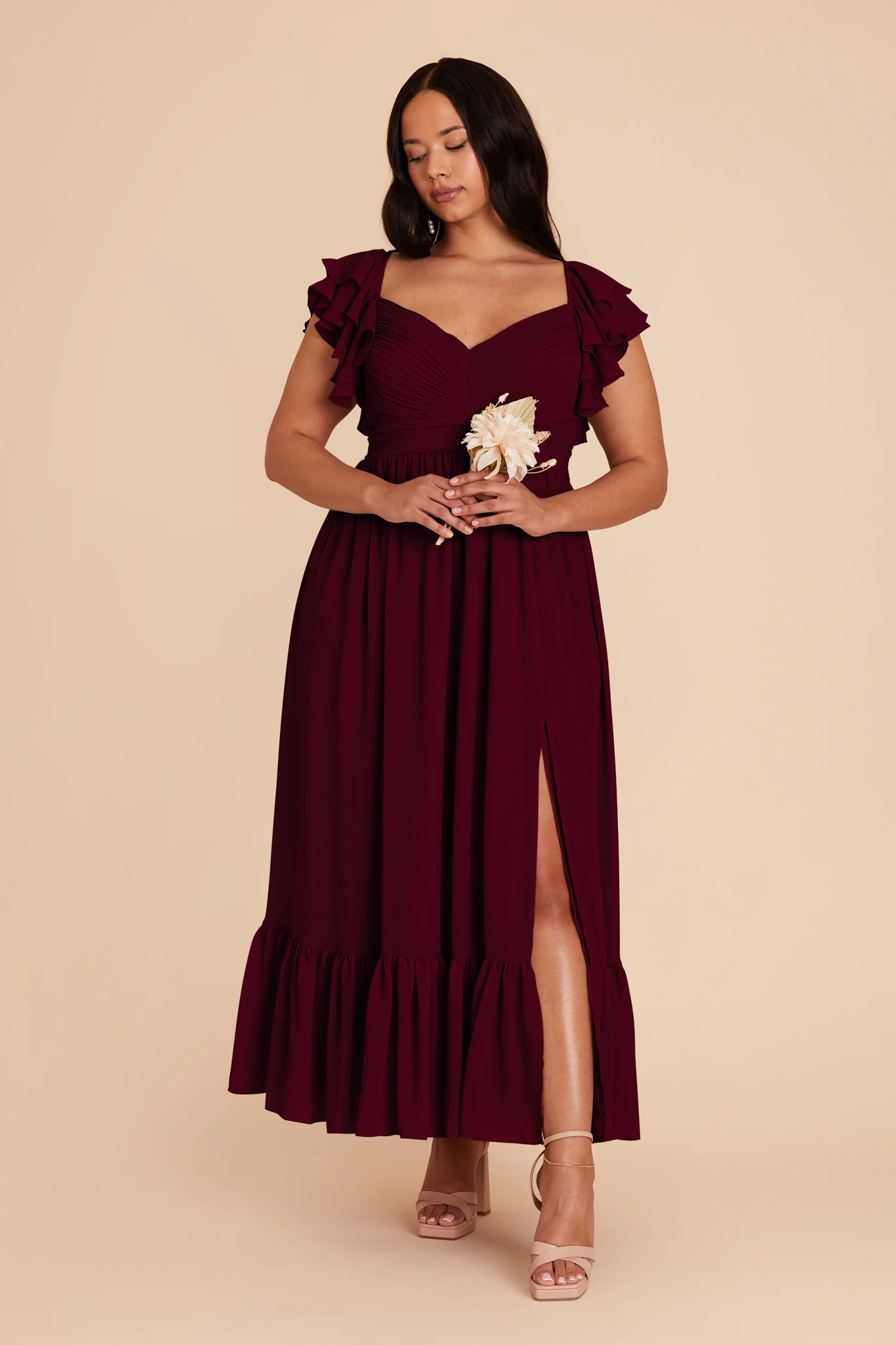 Michelle Chiffon Dress - Cabernet - Image 8