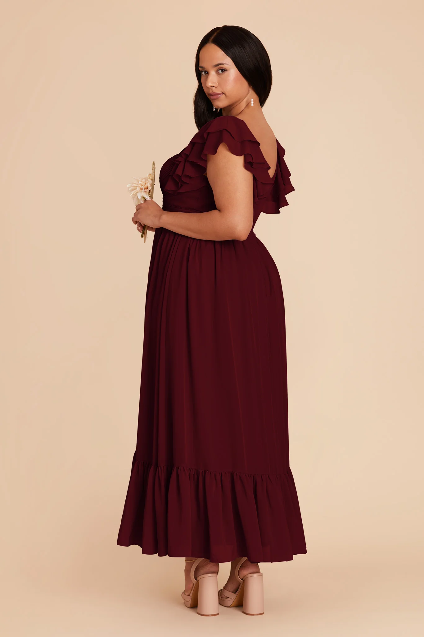 Michelle Chiffon Dress - Cabernet - Image 9