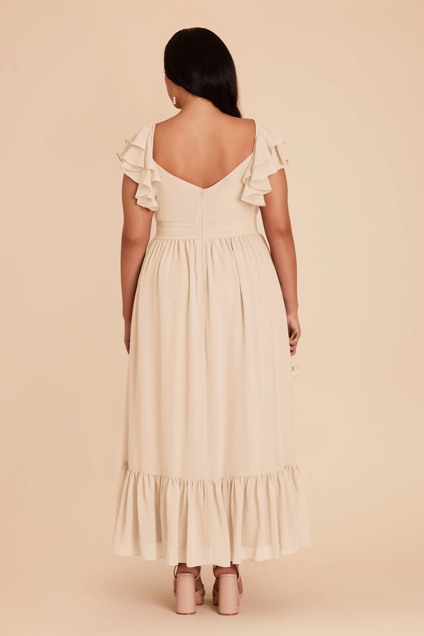 Michelle Chiffon Dress - Champagne - Image 10