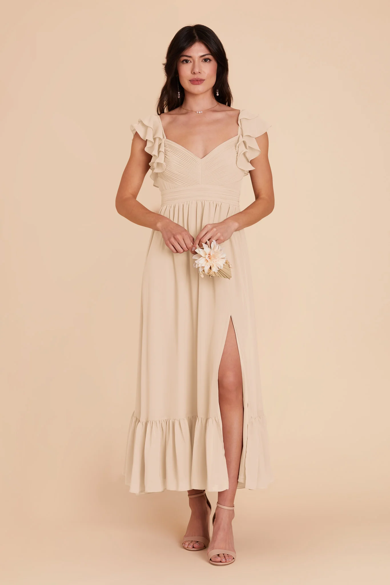 Michelle Chiffon Dress - Champagne - Image 3