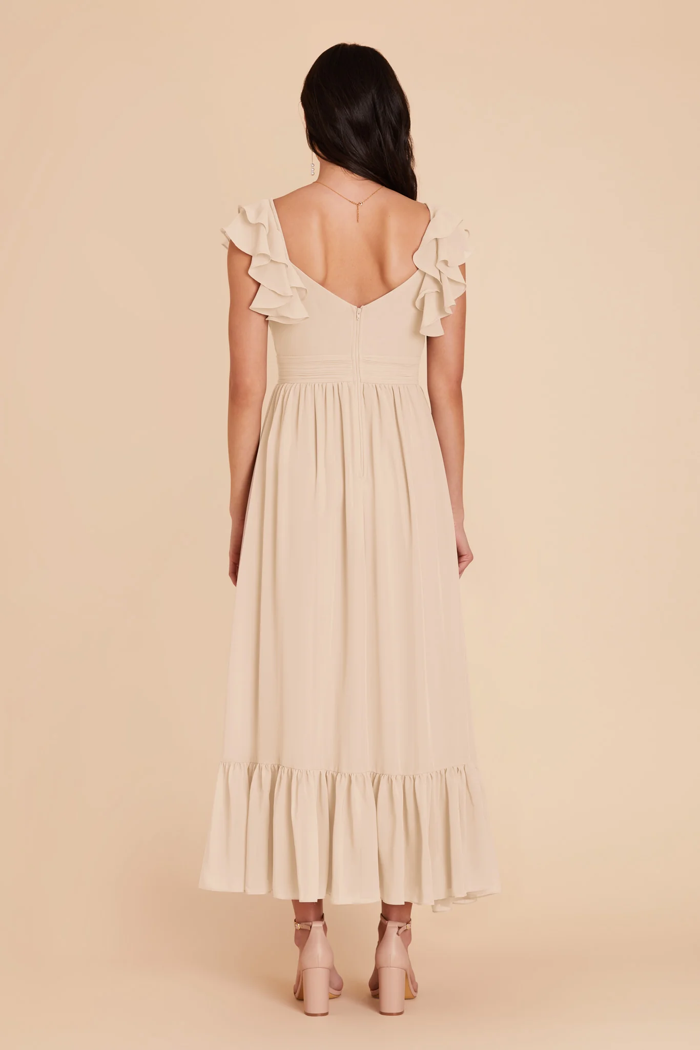 Michelle Chiffon Dress - Champagne - Image 6